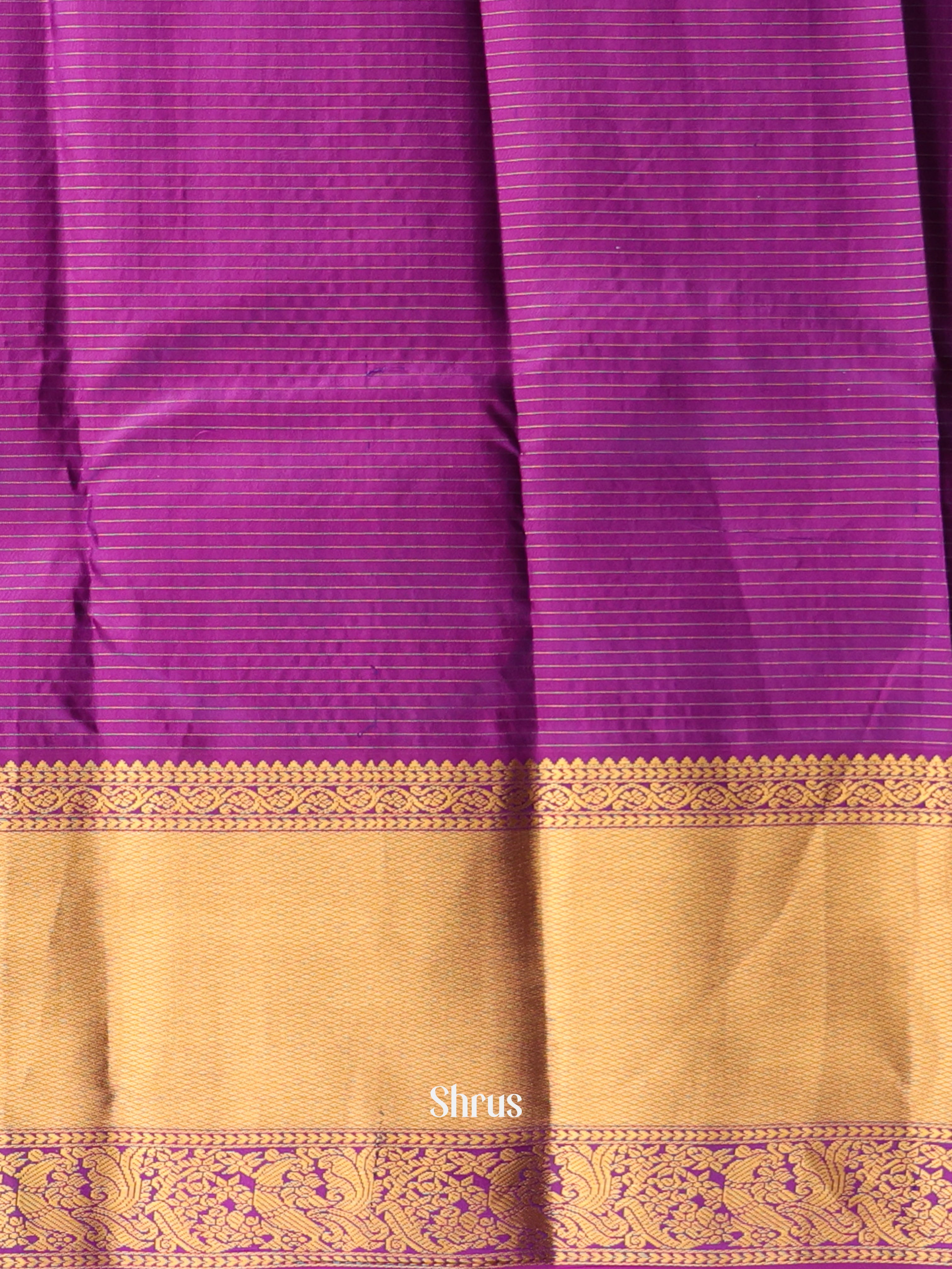Cream & Violet - Kanchipuram silk Saree - Shop on Shrus.com