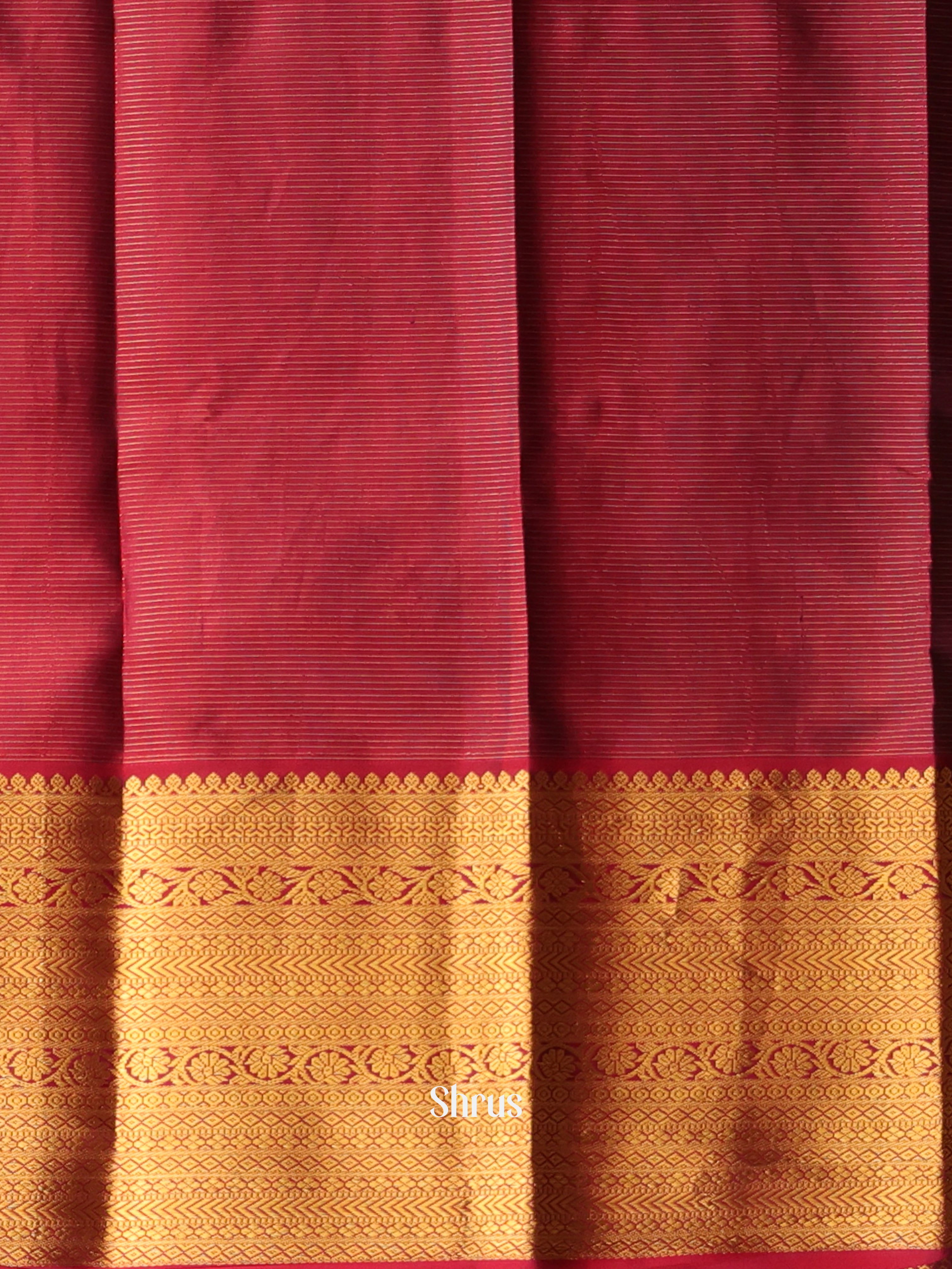 Green & Maroon- Kanchipuram silk Saree - Shop on Shrus.com