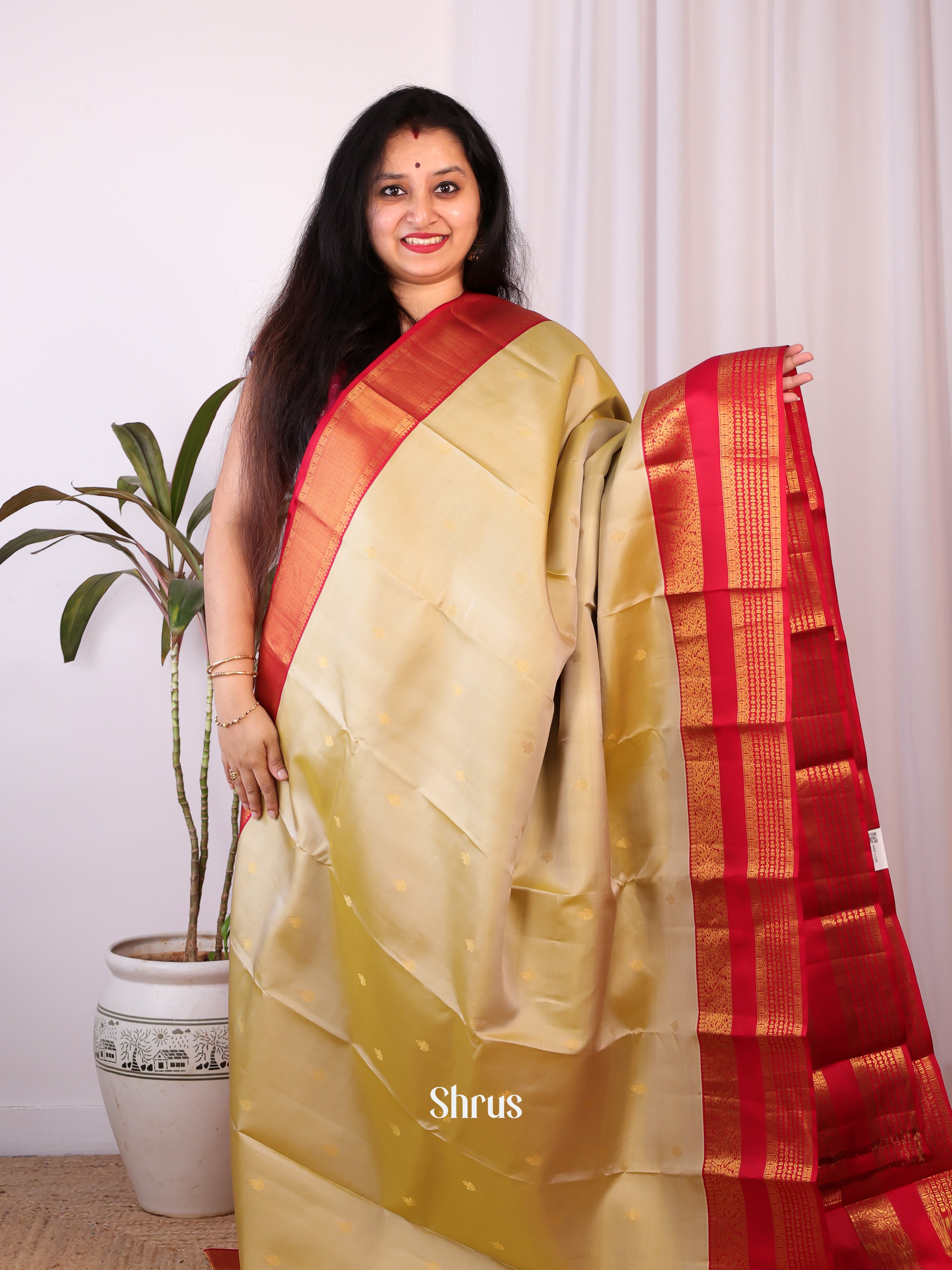 Gold & Maroon - Kanchipuram silk Saree - Shop on Shrus.com