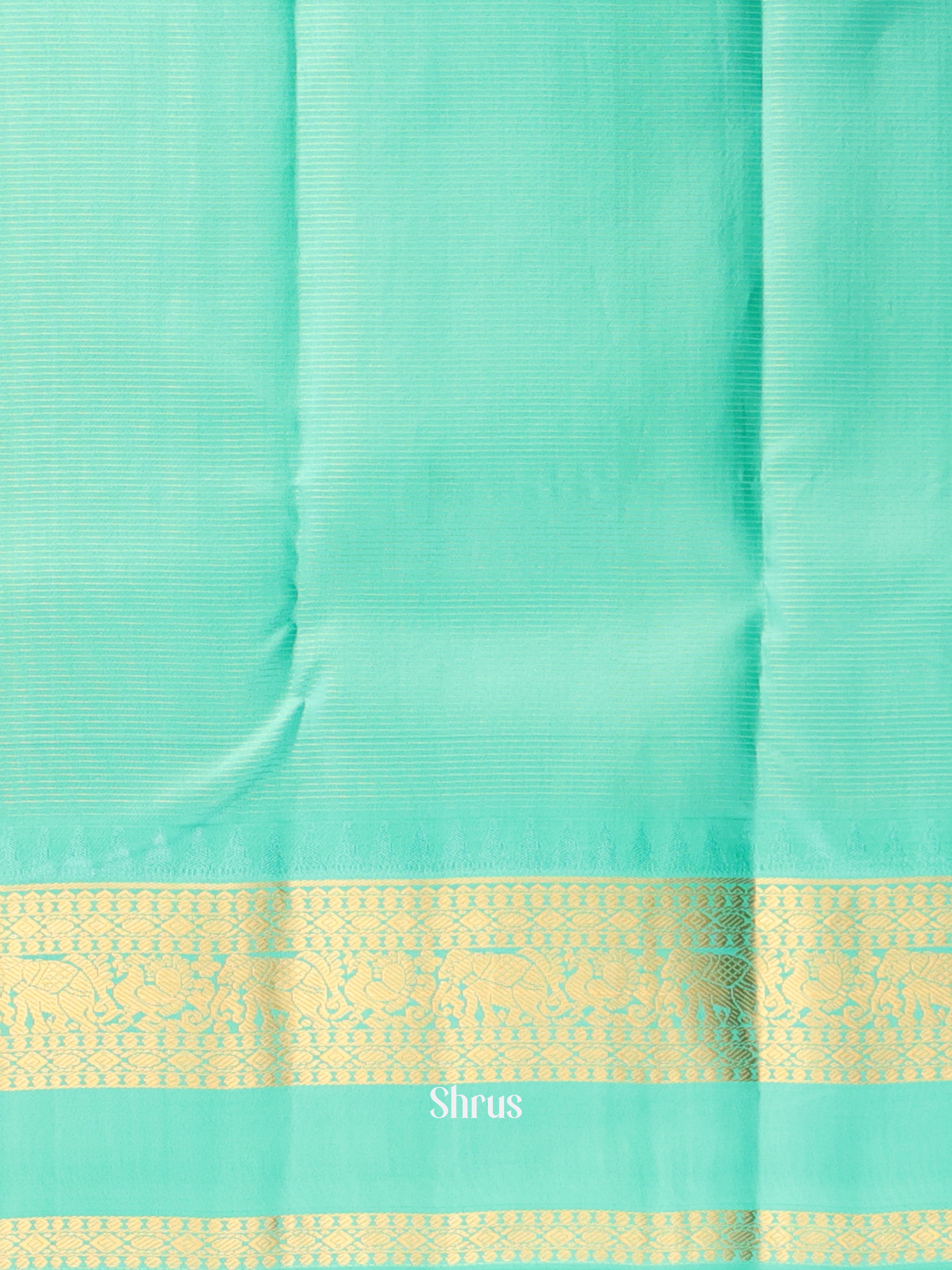 Mustardy Green & Teal- Kanchipuram silk Saree - Shop on Shrus.com