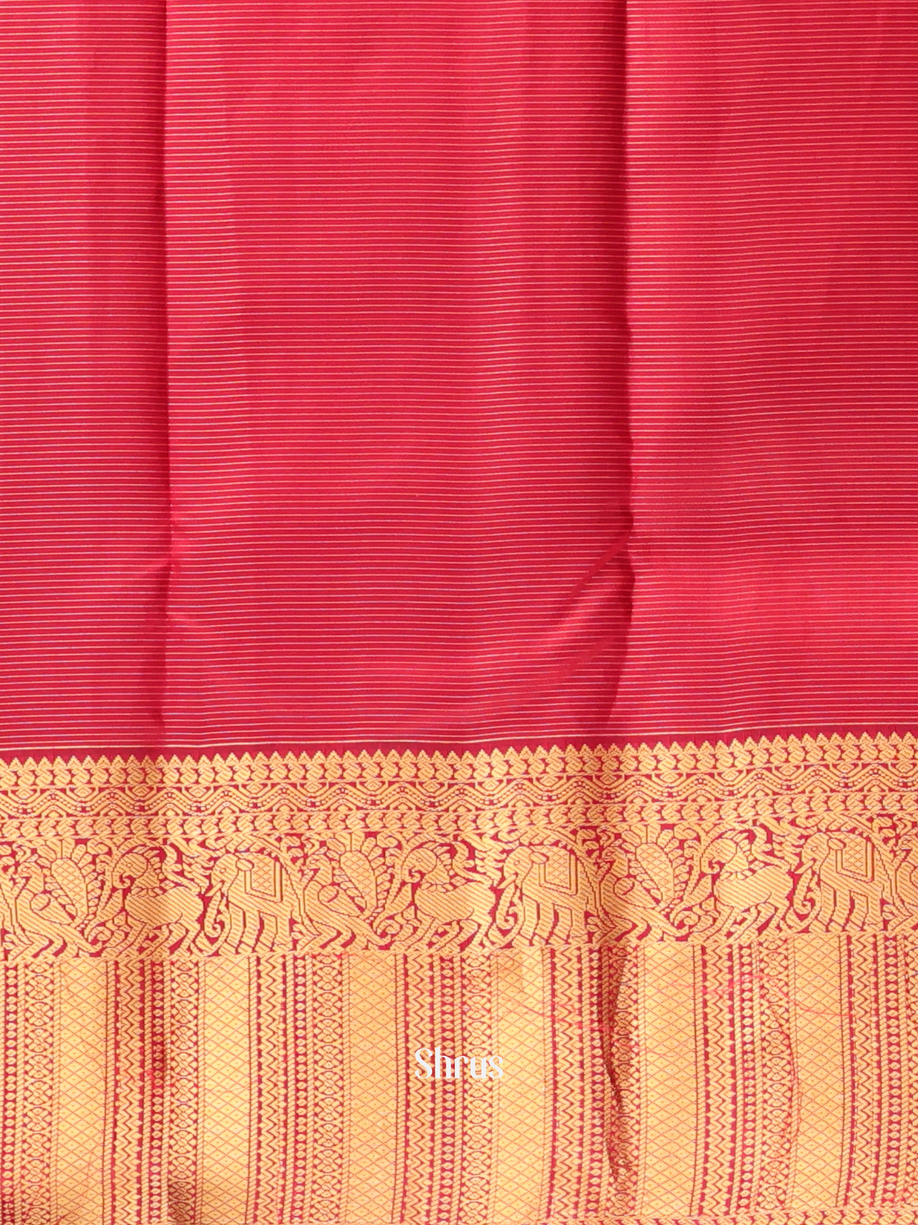 Mustard & Maroon - Kanchipuram silk Saree - Shop on Shrus.com