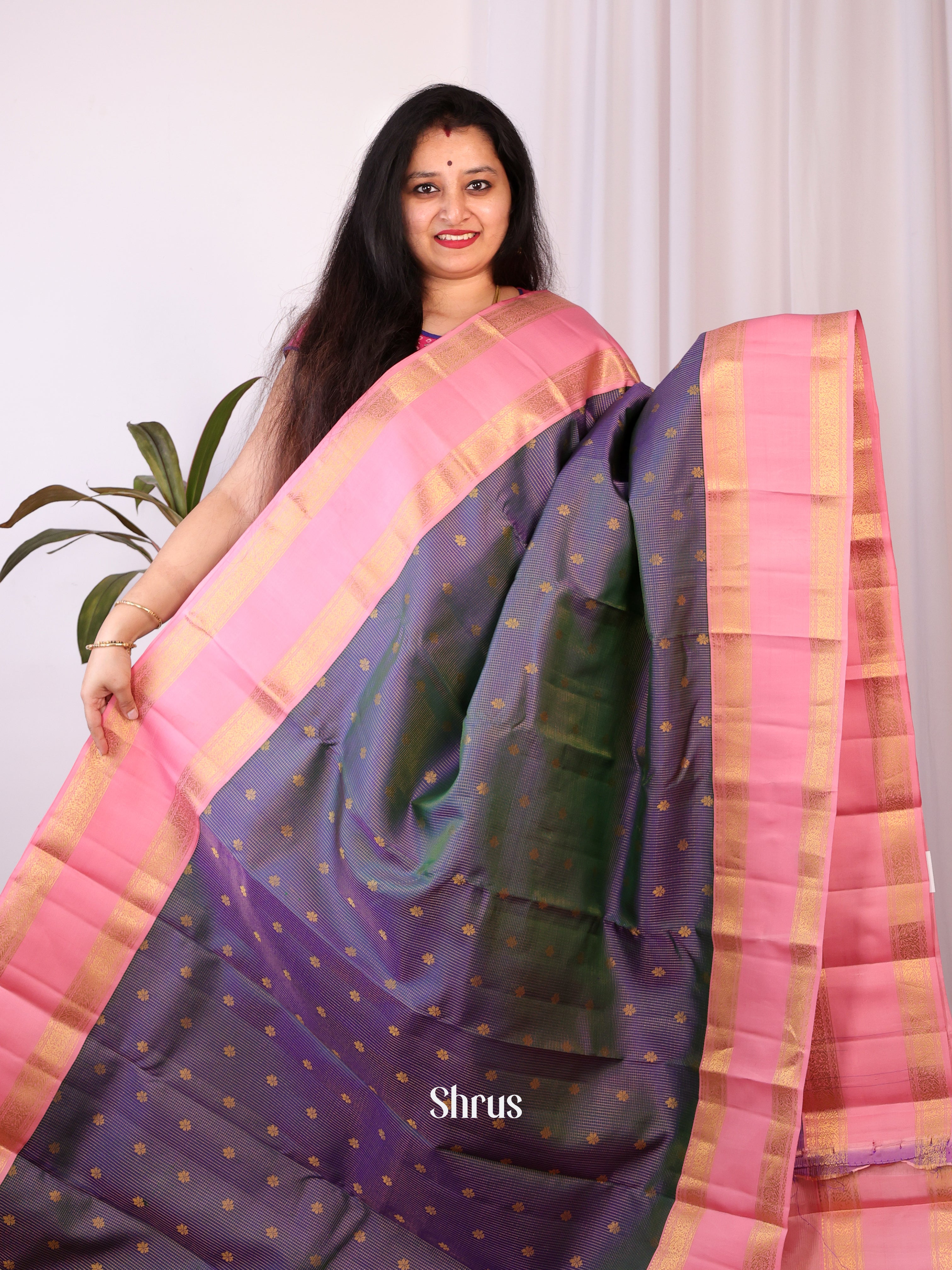 Violet & Pink - Kanchipuram silk Saree - Shop on Shrus.com
