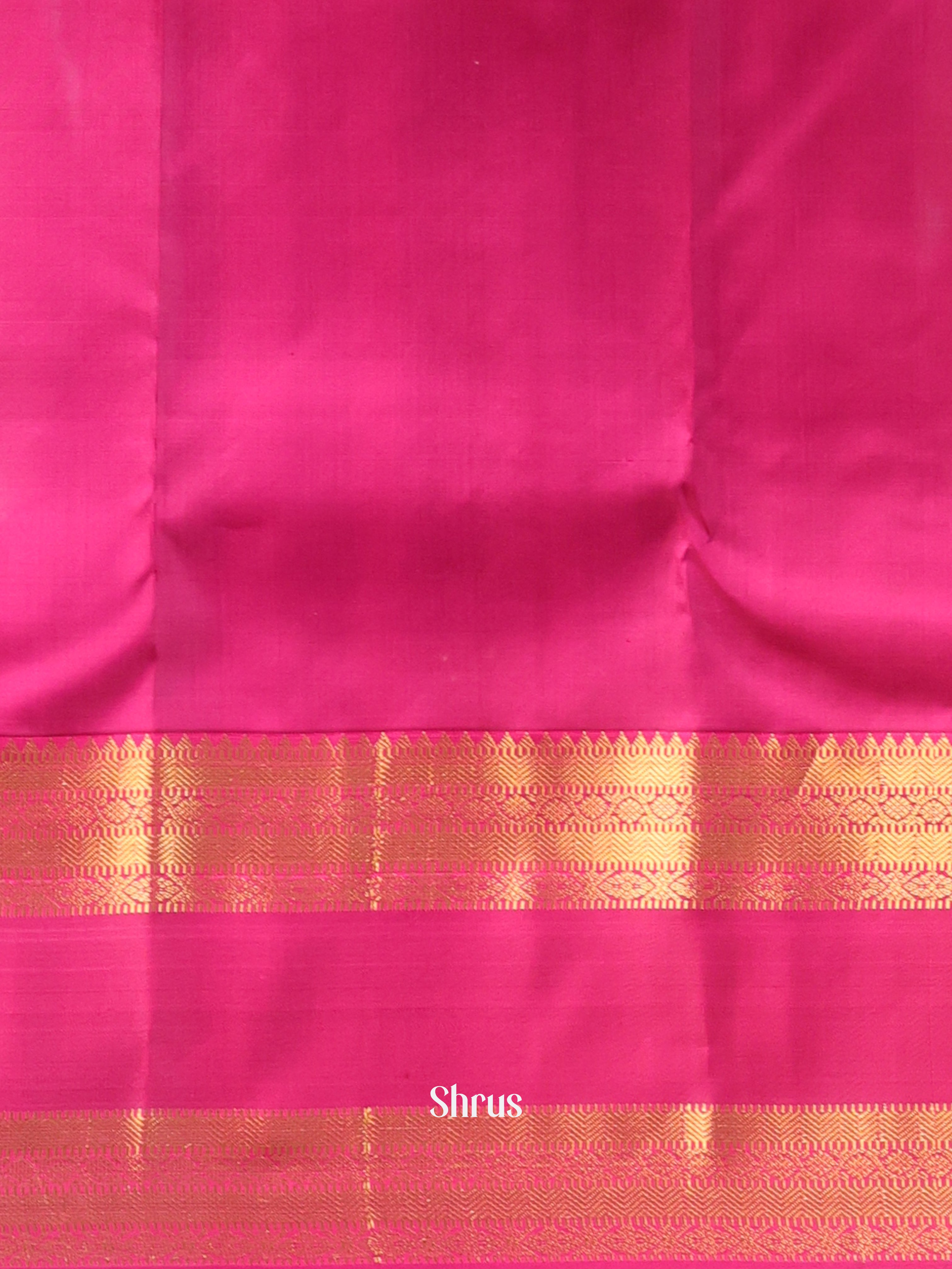 Peachish Pink & Majenta - Kanchipuram silk Saree - Shop on Shrus.com