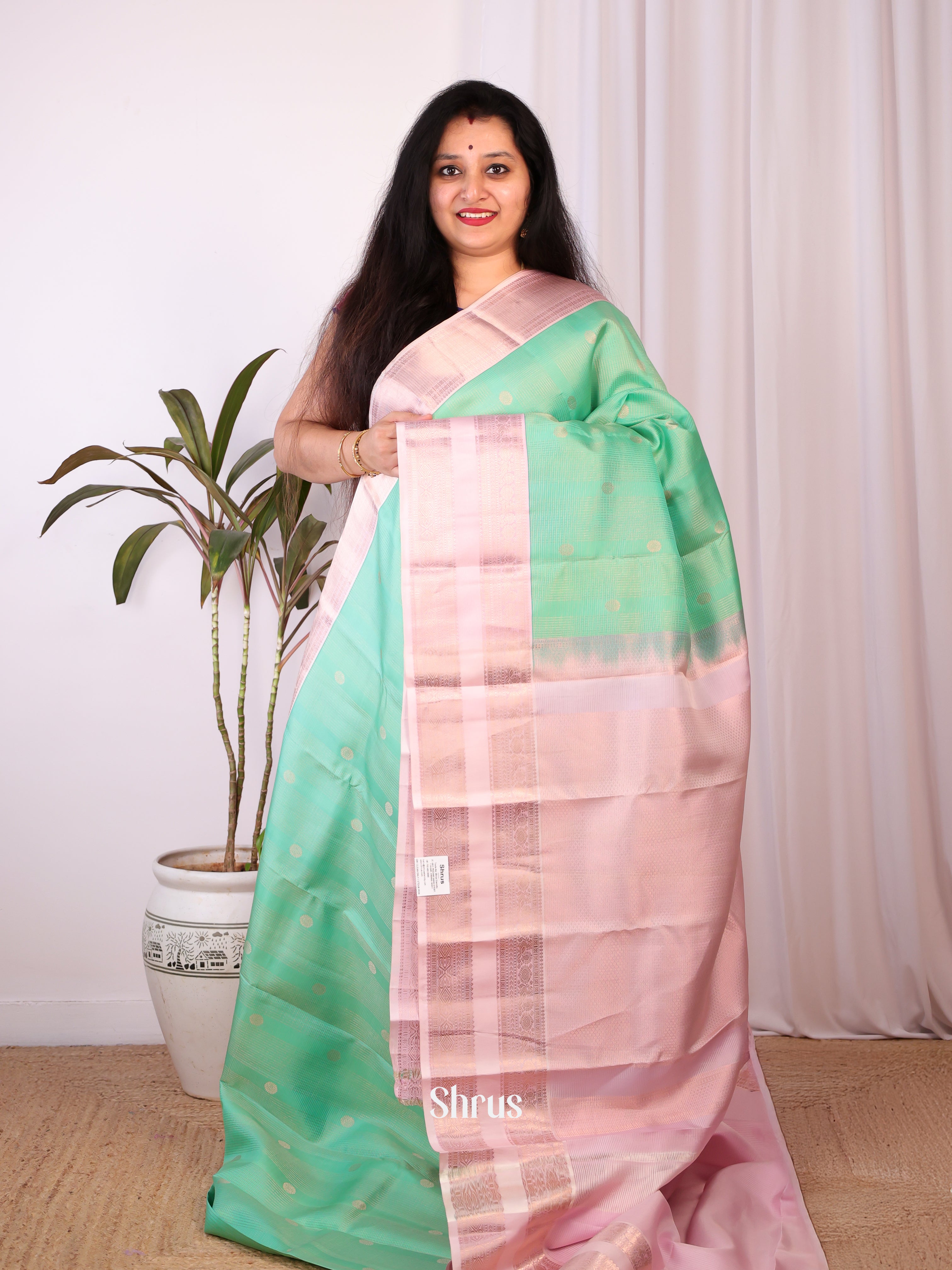 Green & Mauve - Kanchipuram silk Saree - Shop on Shrus.com