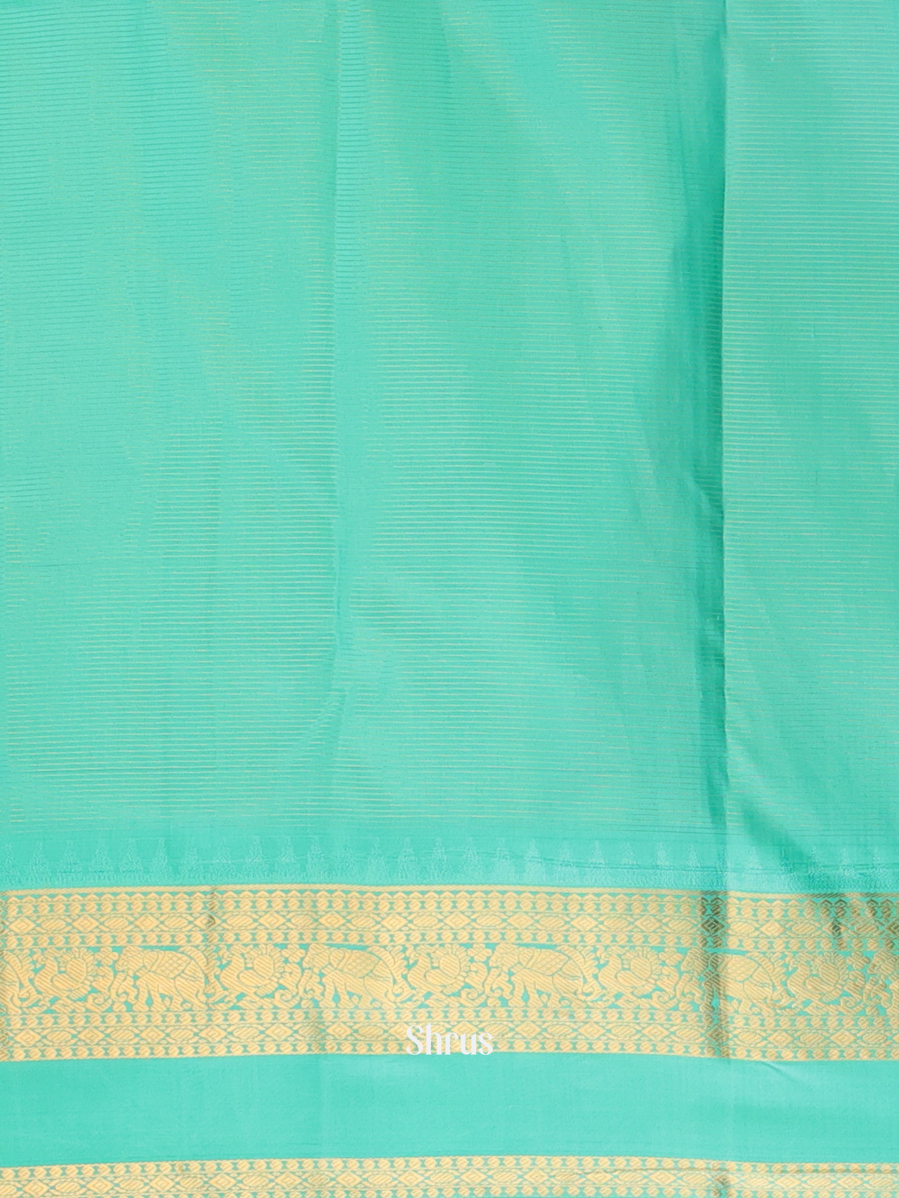 Yellow & Teal - Kanchipuram silk Saree - Shop on Shrus.com