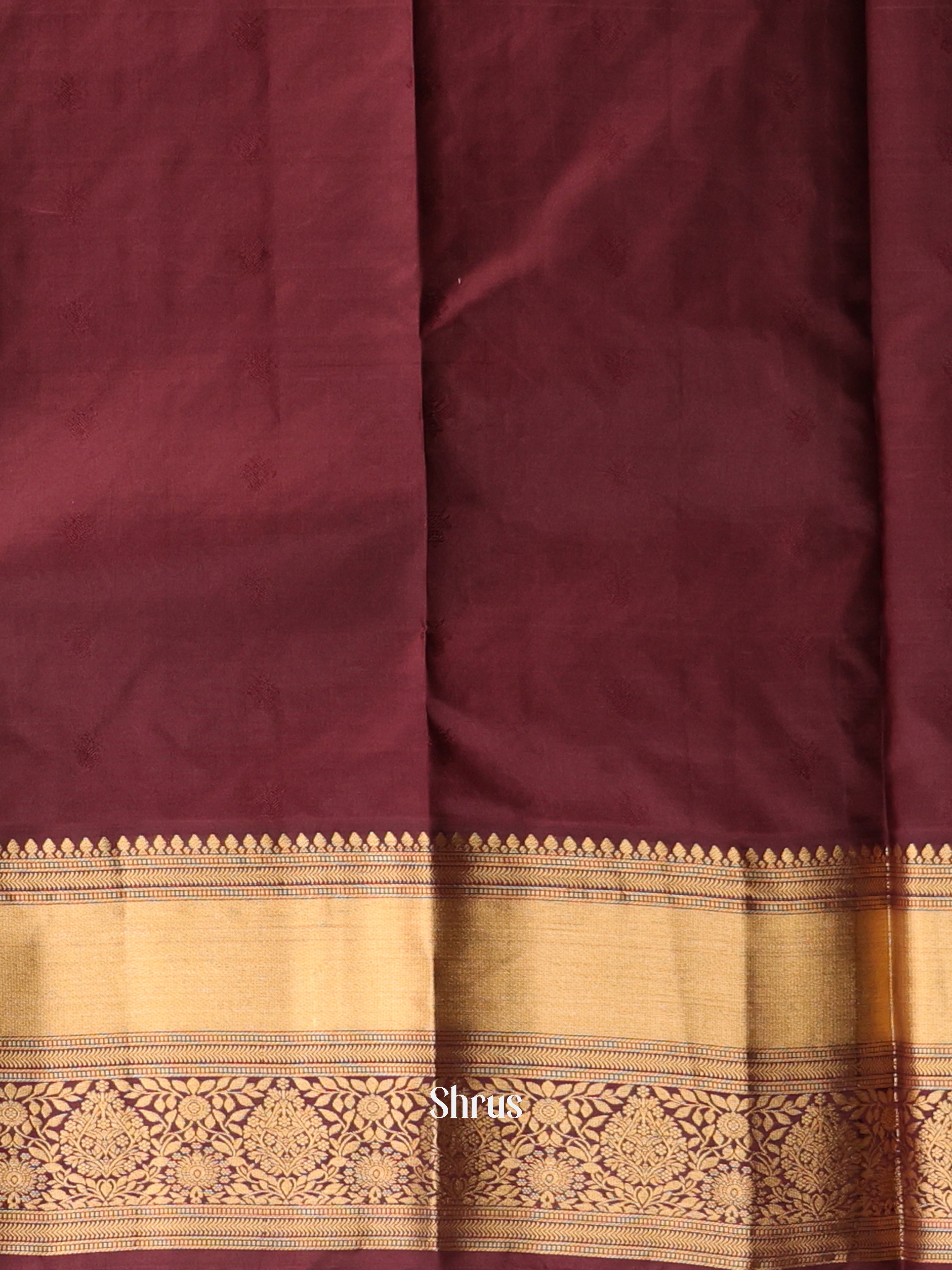Mehandi & Brown - Kanchipuram silk Saree - Shop on Shrus.com