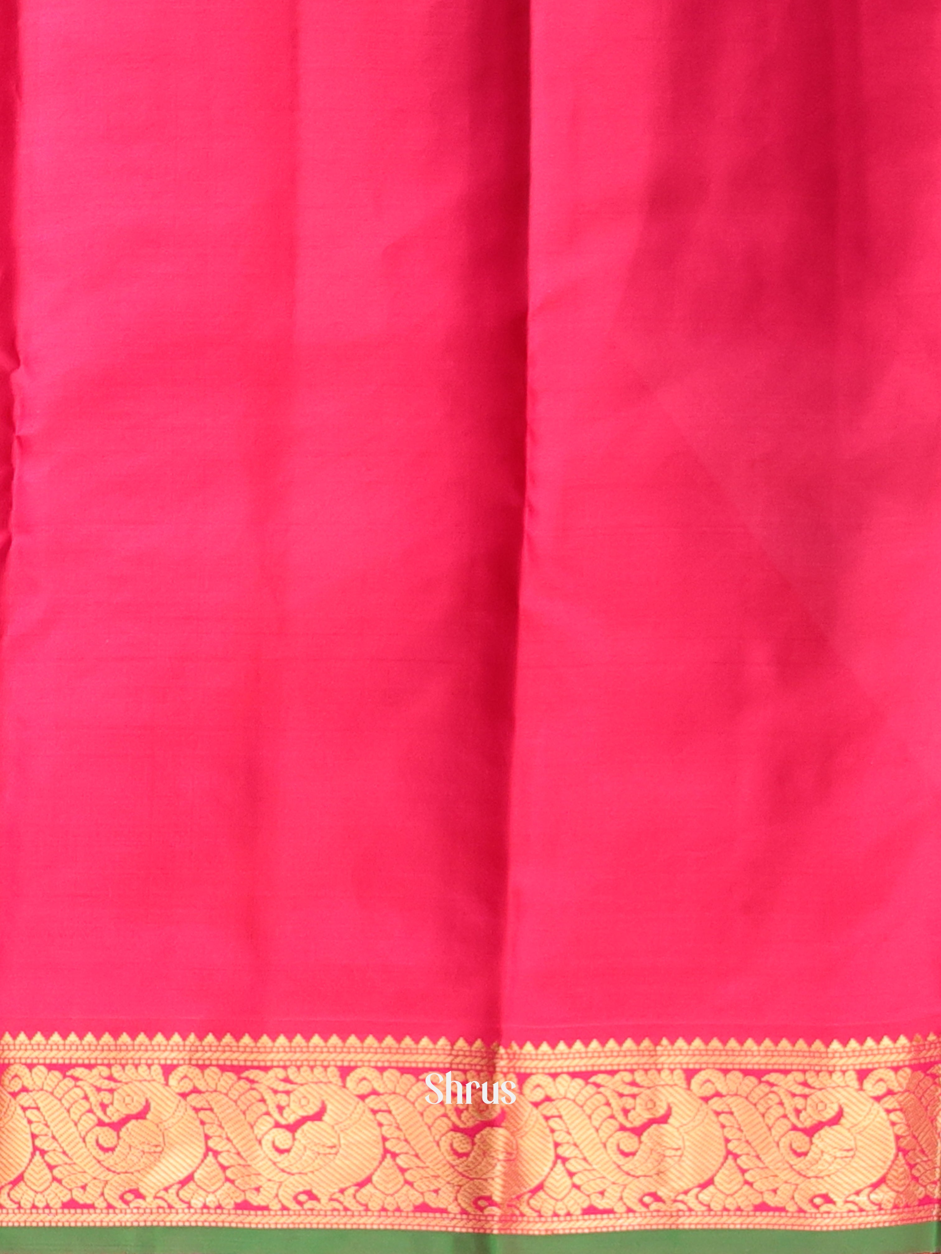 Lime Green & Maroon- Kanchipuram silk Saree - Shop on Shrus.com
