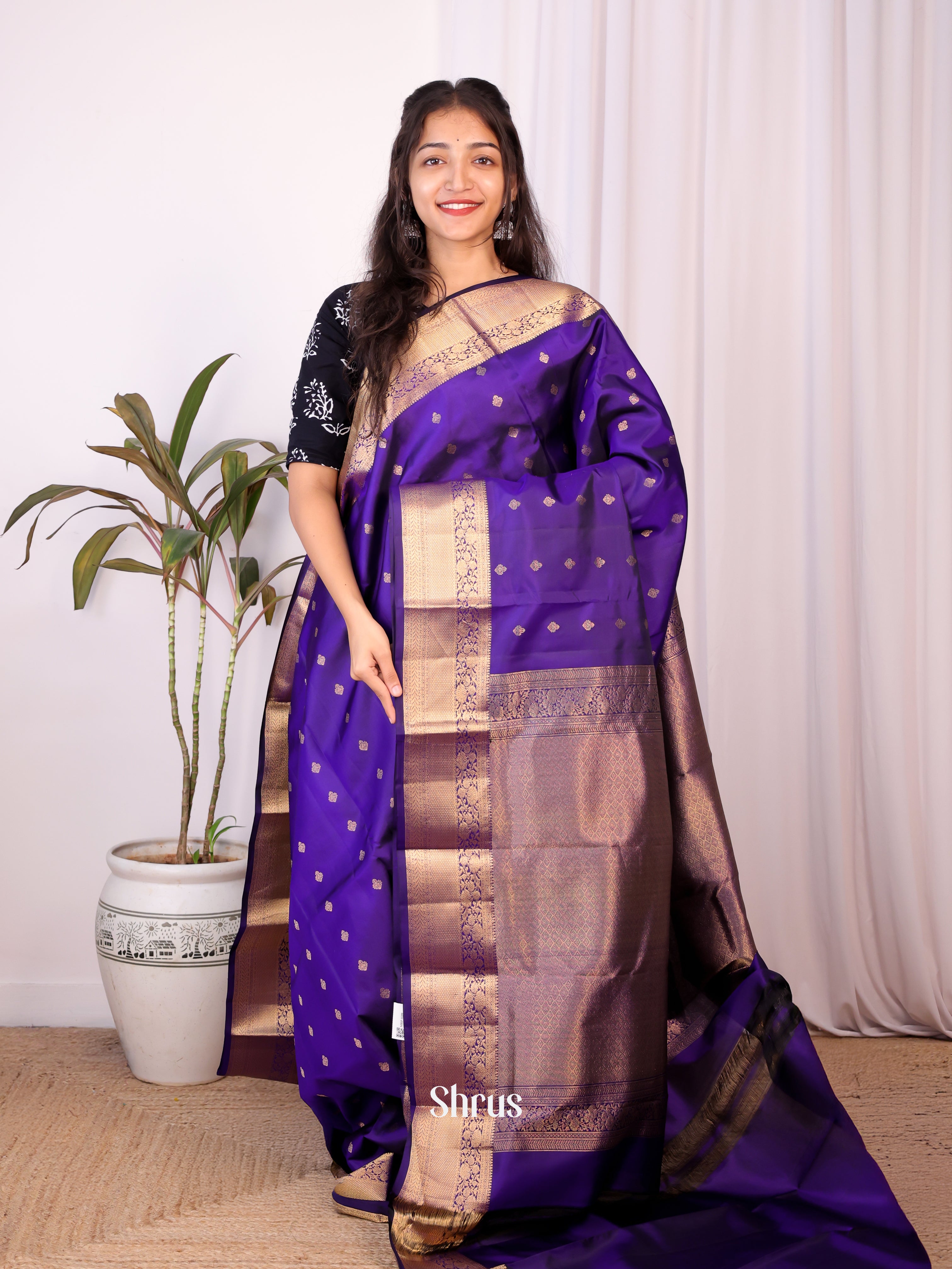 Violet(single Tone) - Kanchipuram silk Saree - Shop on Shrus.com