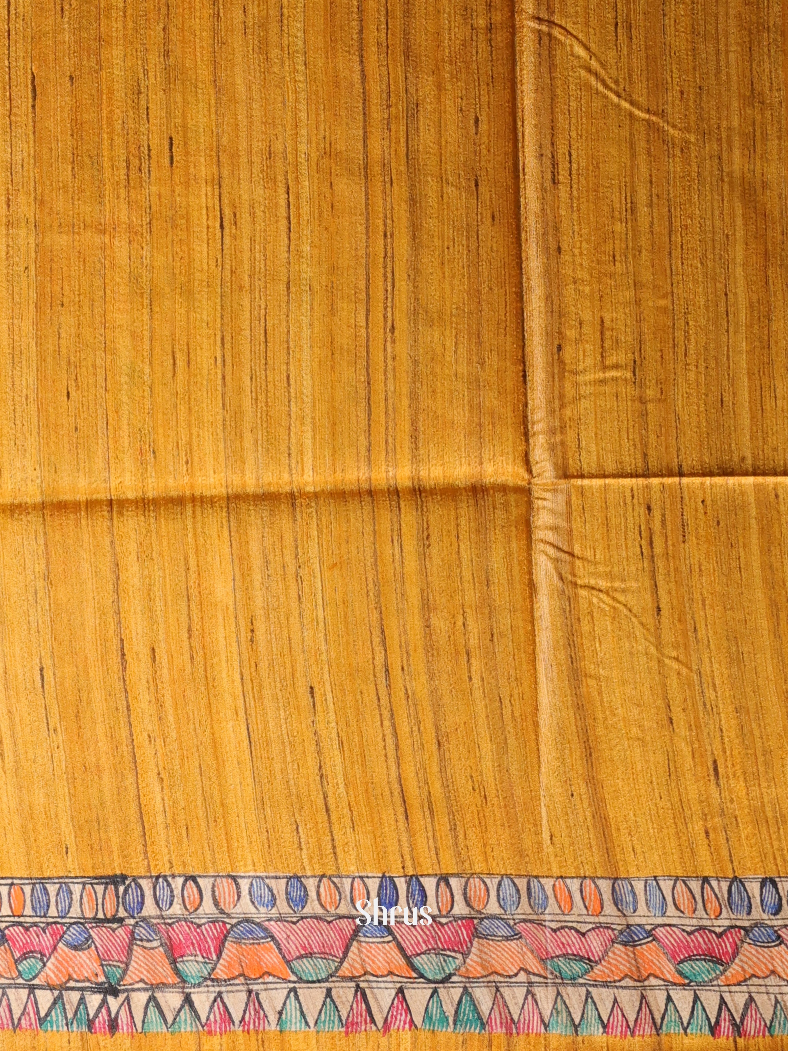 Mustard & Beige - Tussar Saree - Shop on Shrus.com