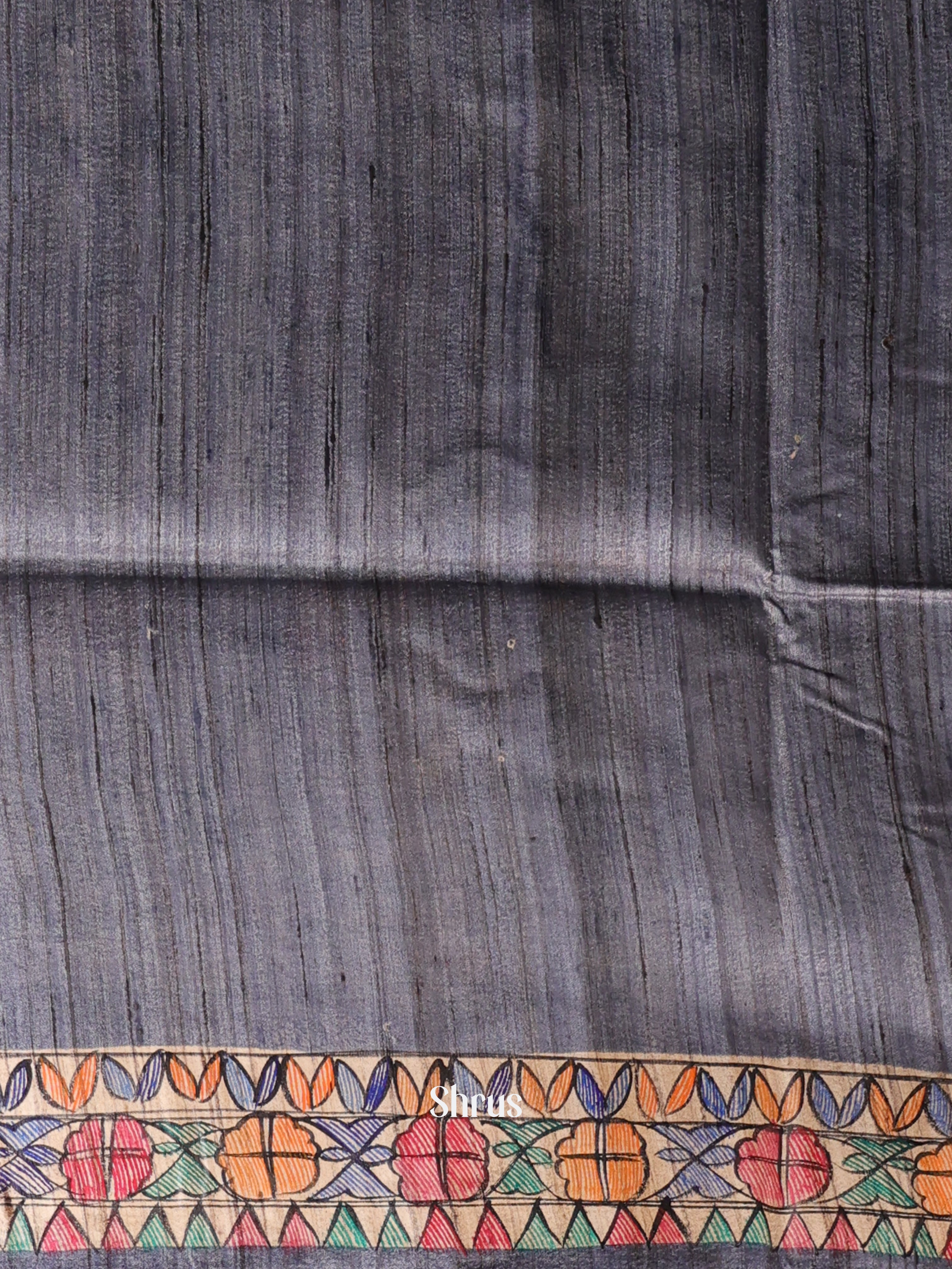 Grey & Beige - Tussar Saree - Shop on Shrus.com