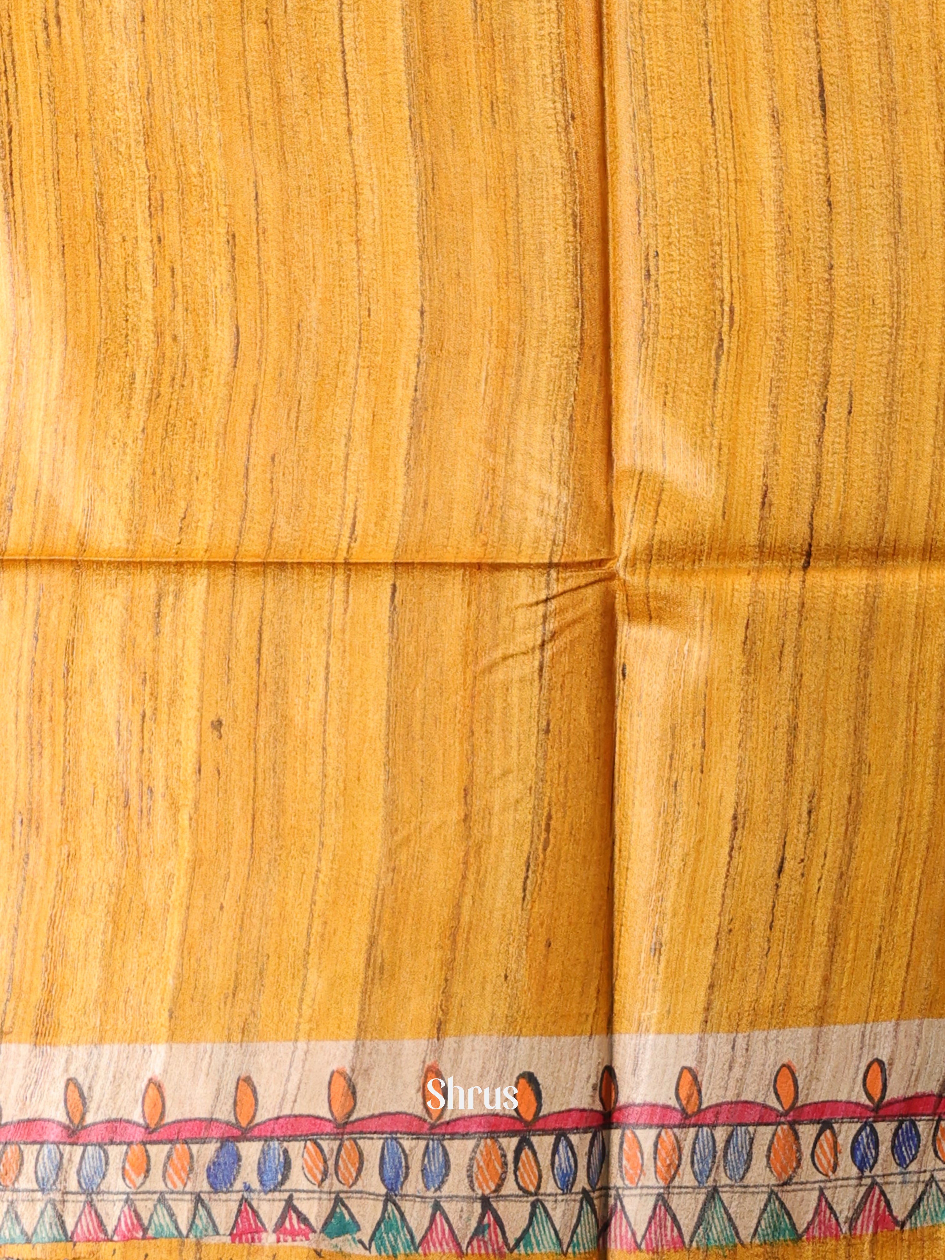 Mustard & Beige - Tussar Silk Saree - Shop on Shrus.com