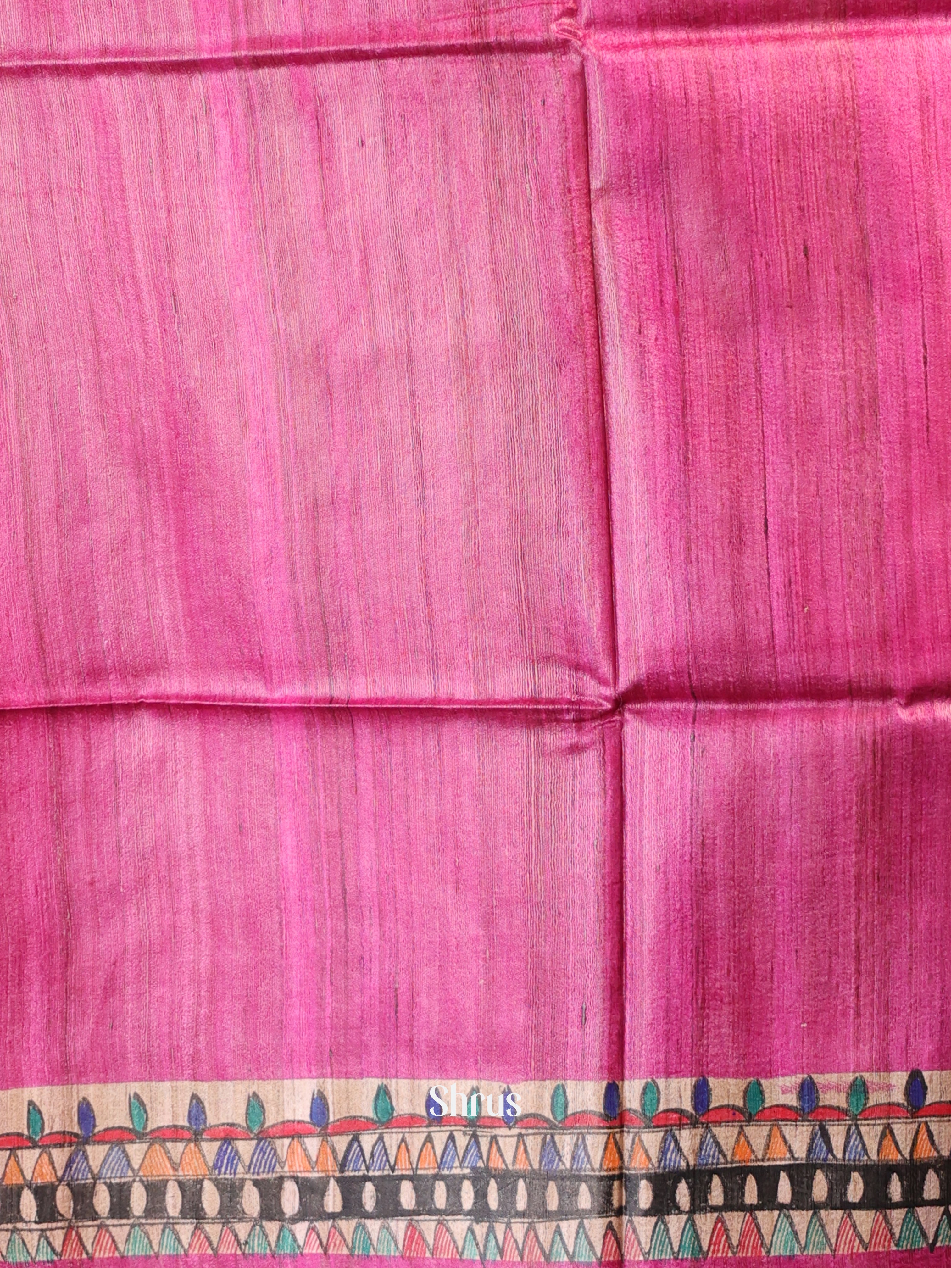 Pink & Cream - Tussar Saree - Shop on Shrus.com