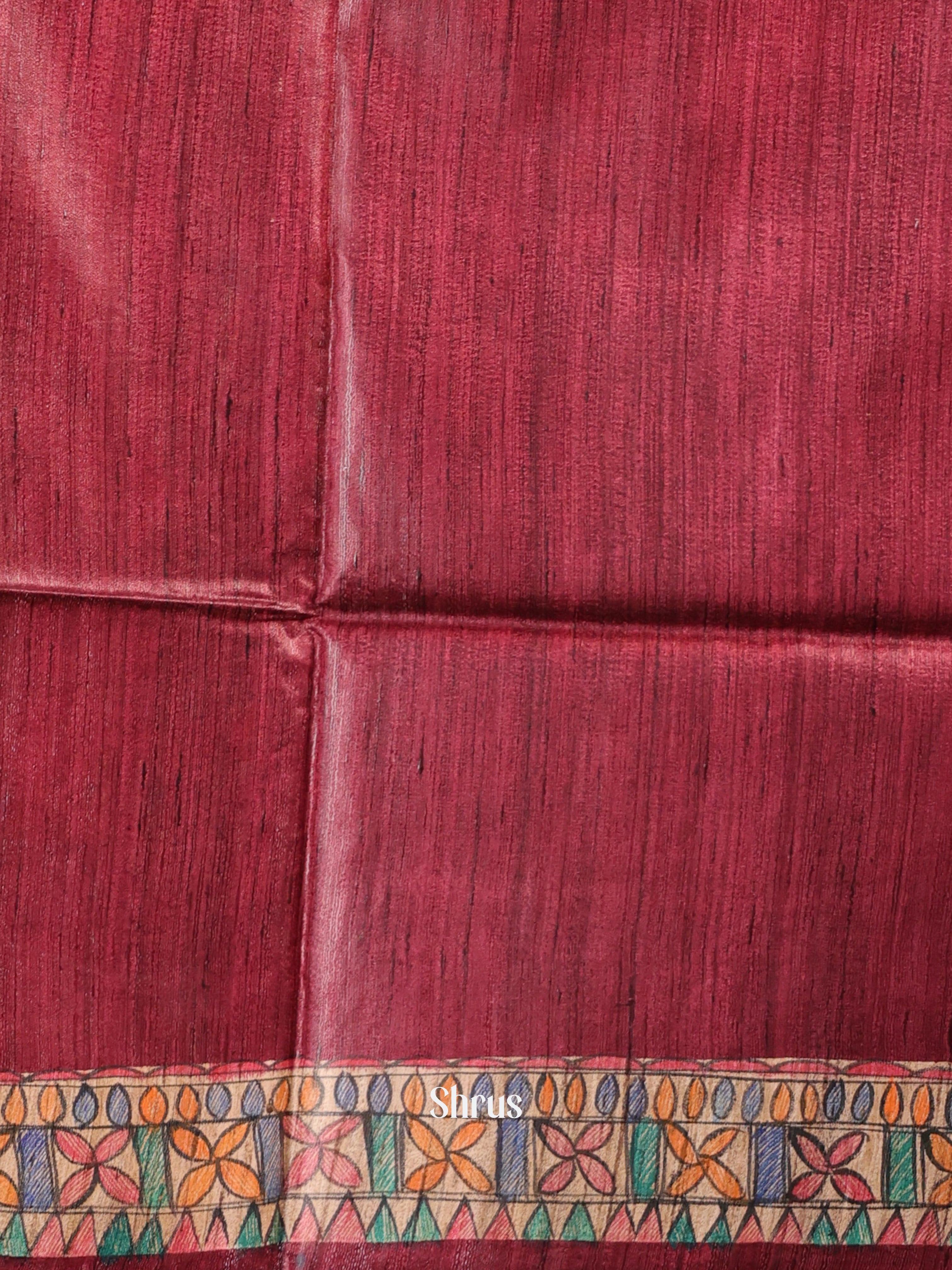 Wine & Beige - Tussar Saree - Shop on Shrus.com