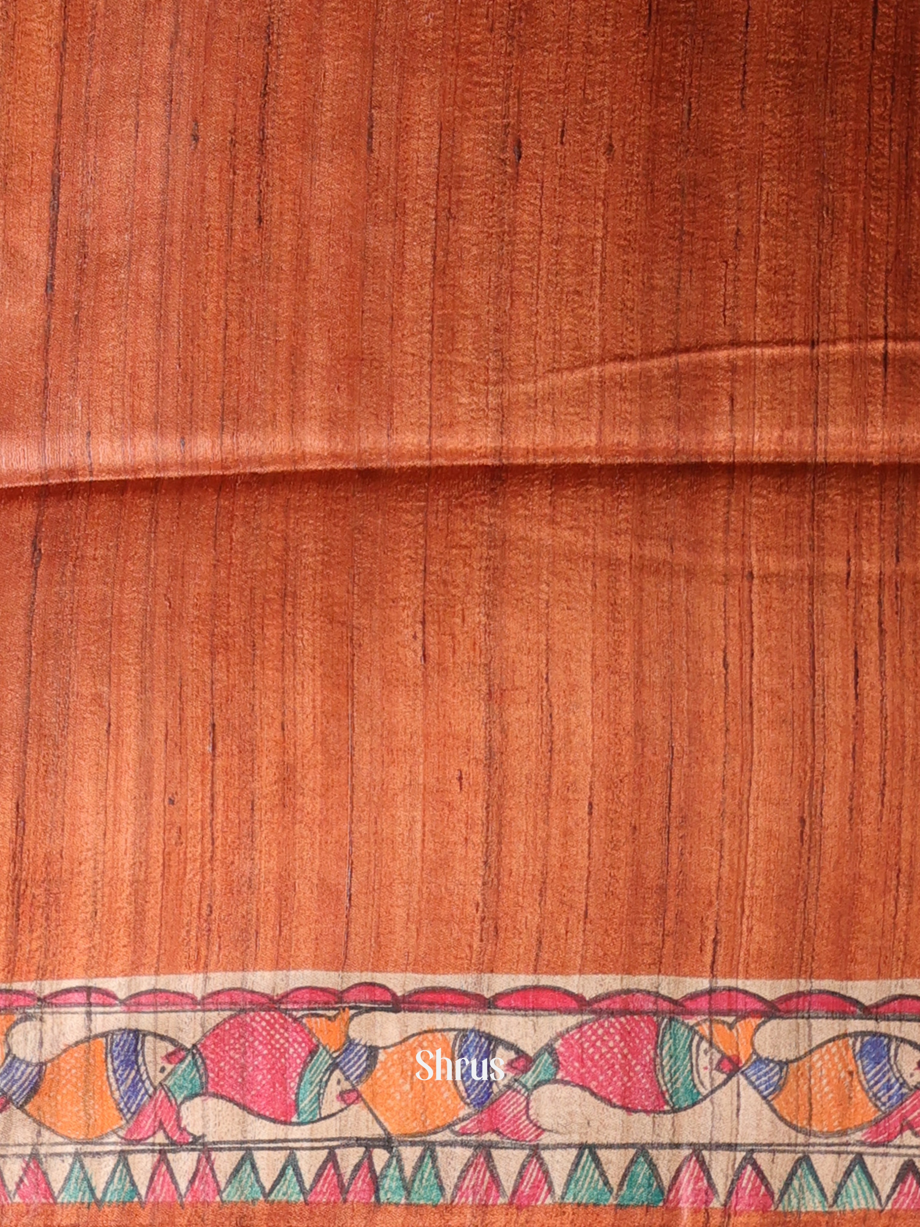 Rust & Beige - Tussar Saree - Shop on Shrus.com