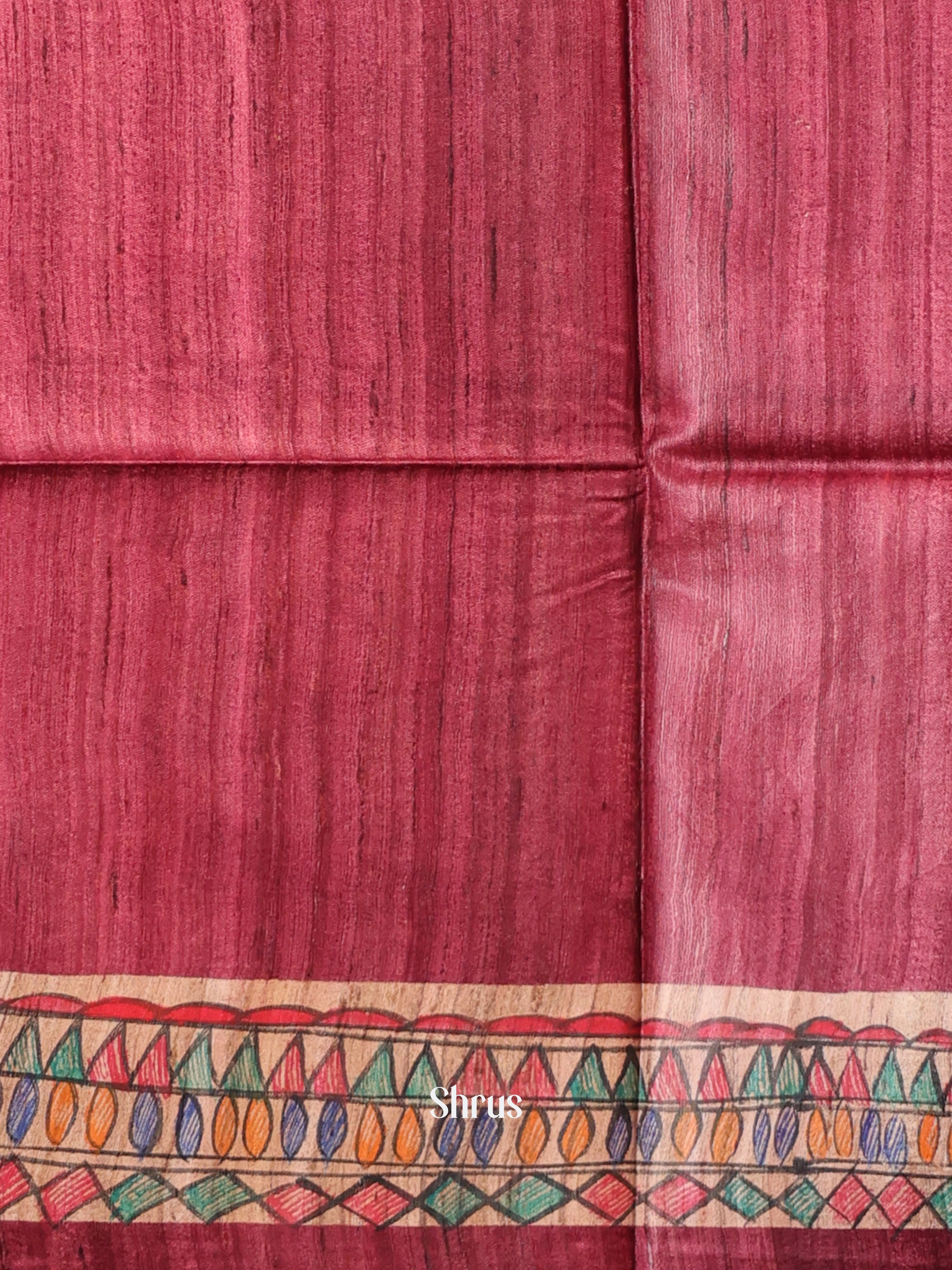 Maroon & Beige - Tussar Saree - Shop on Shrus.com