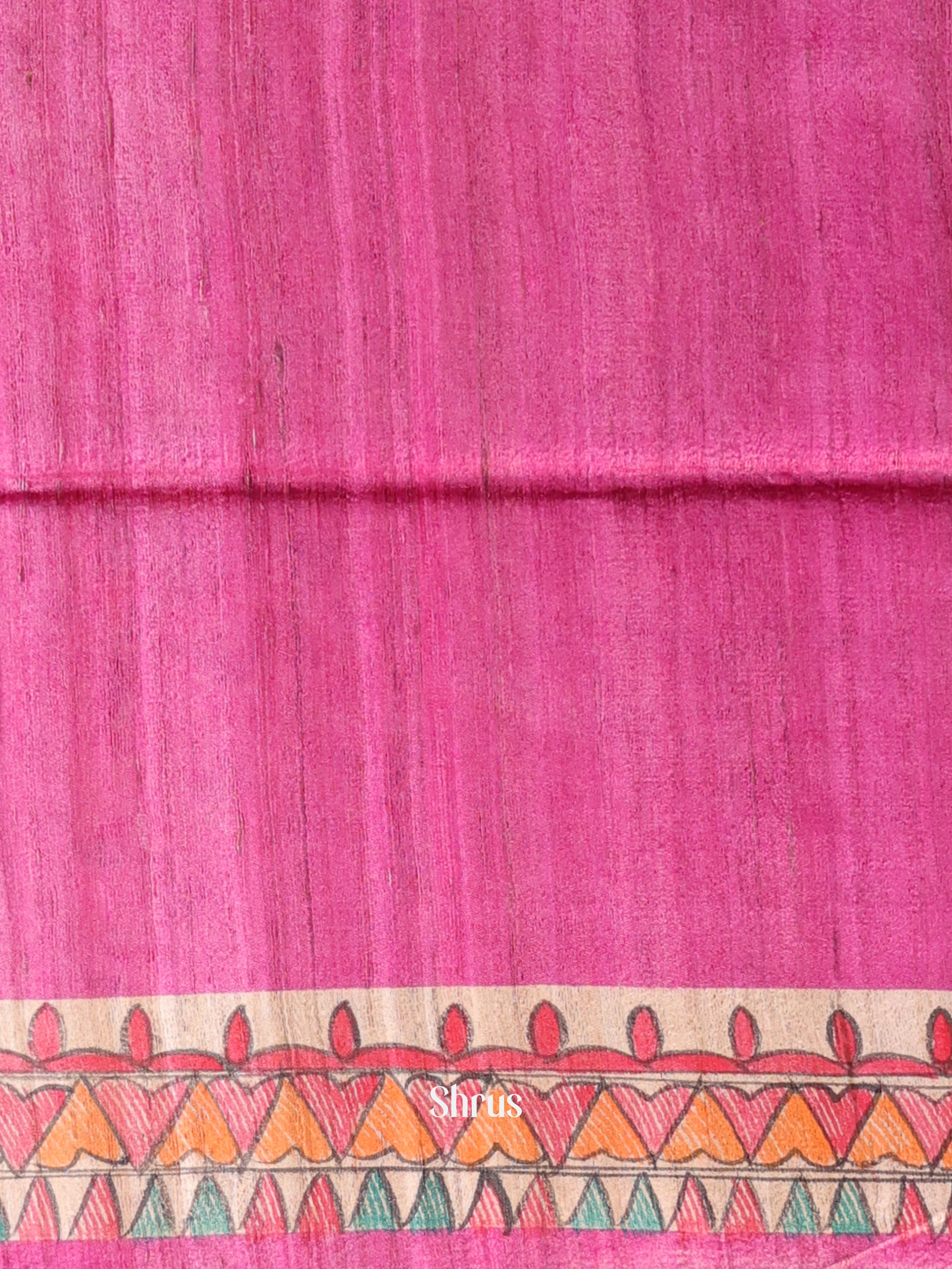 Pink & Beige - Tussar Saree - Shop on Shrus.com