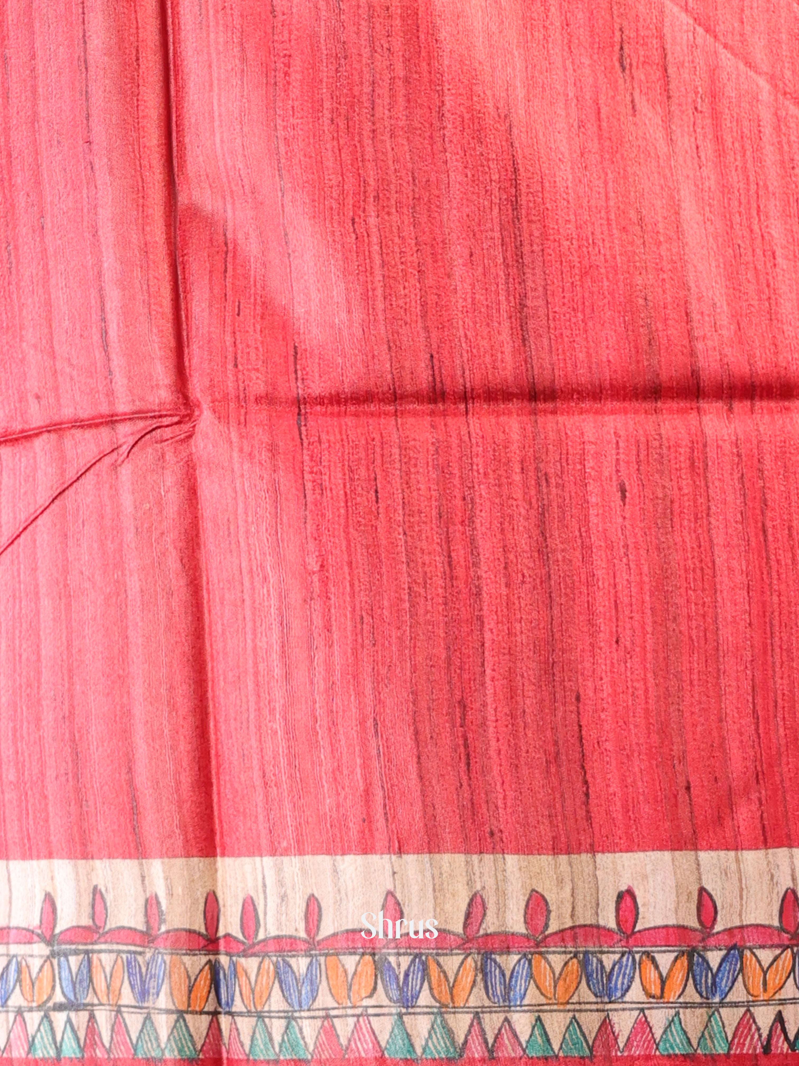 Red & Beige - Tussar Saree - Shop on Shrus.com