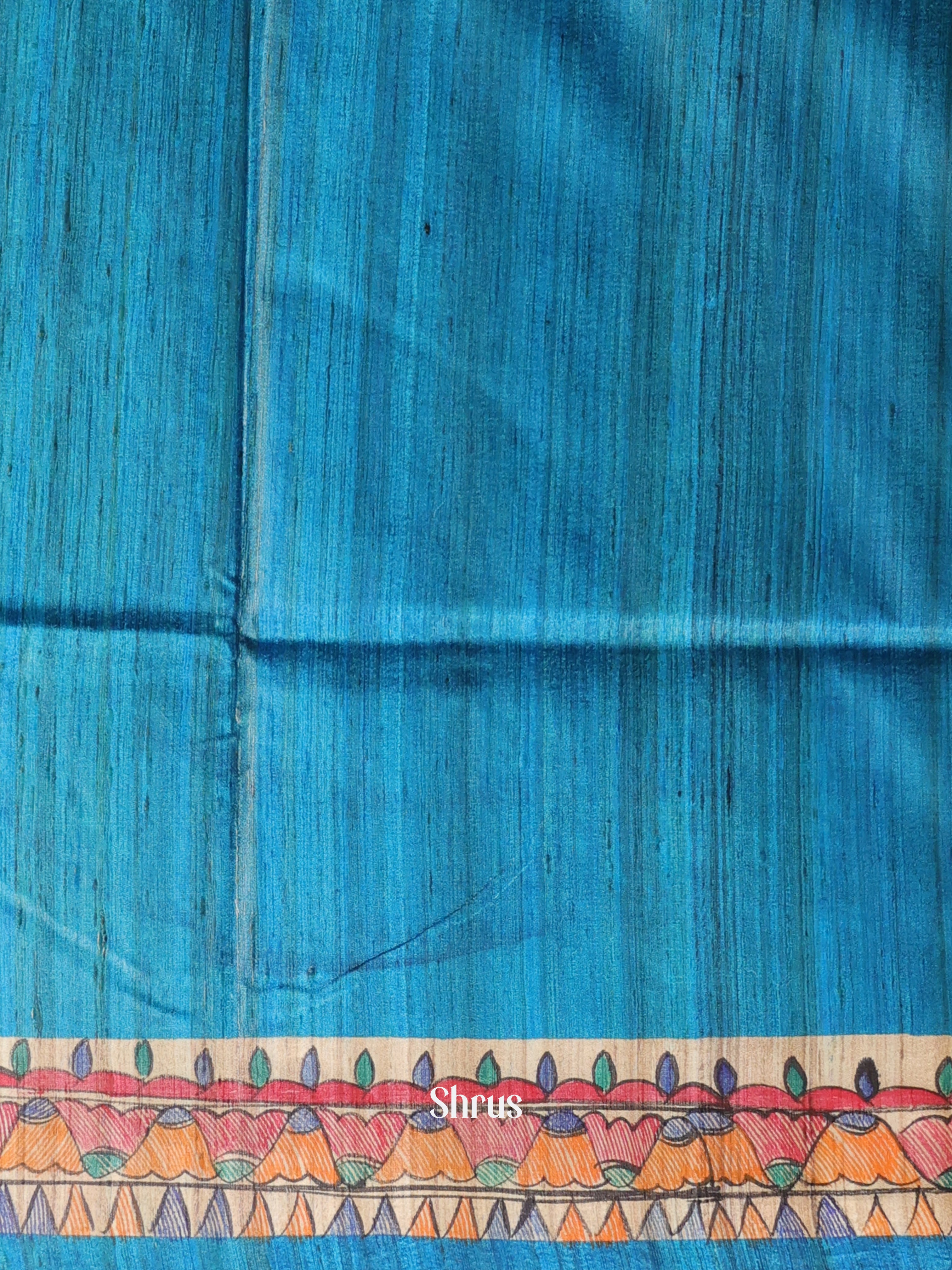 Blue & Beige- Tussar Saree - Shop on Shrus.com