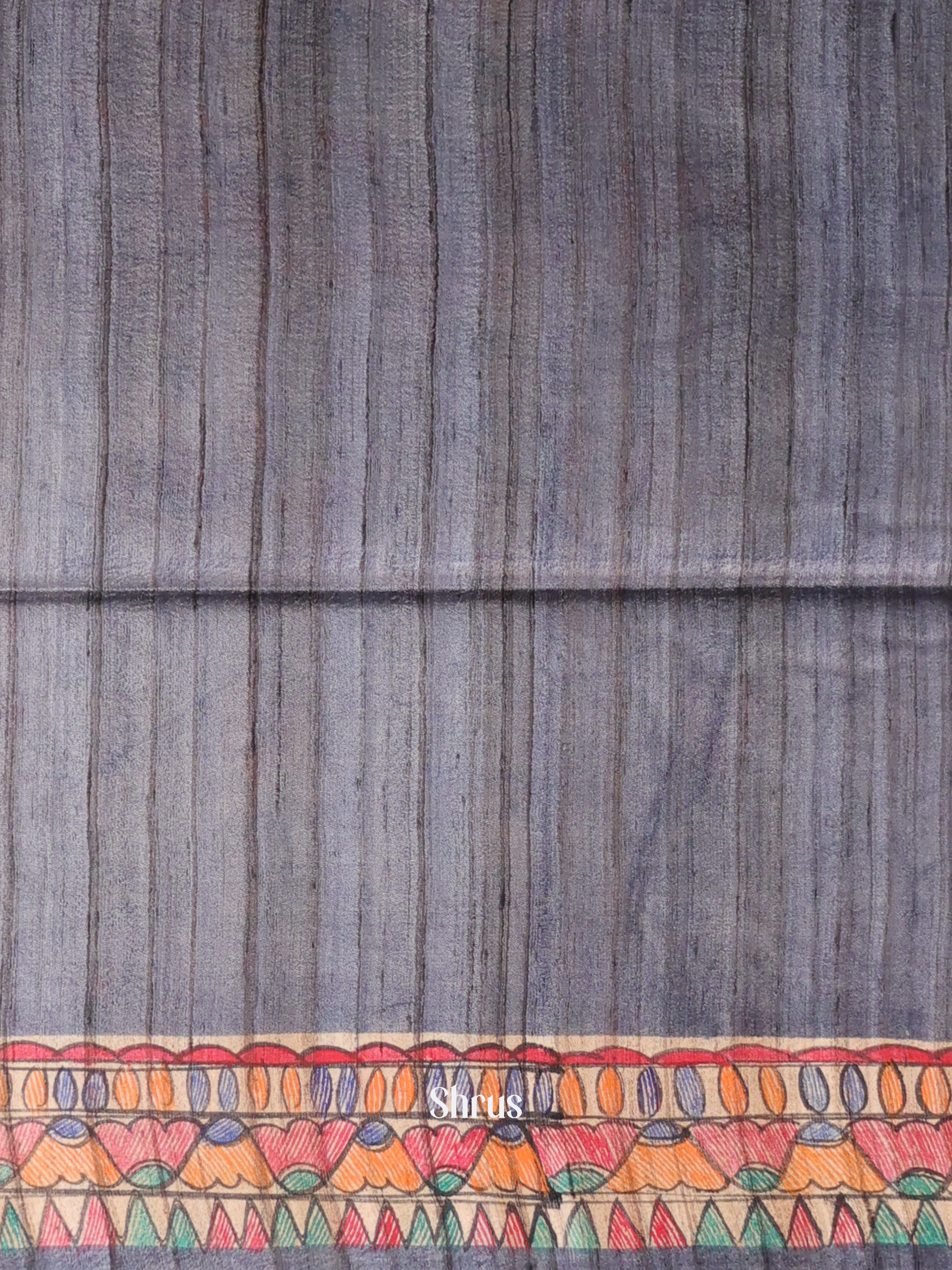 Grey & Beige - Tussar Saree - Shop on Shrus.com