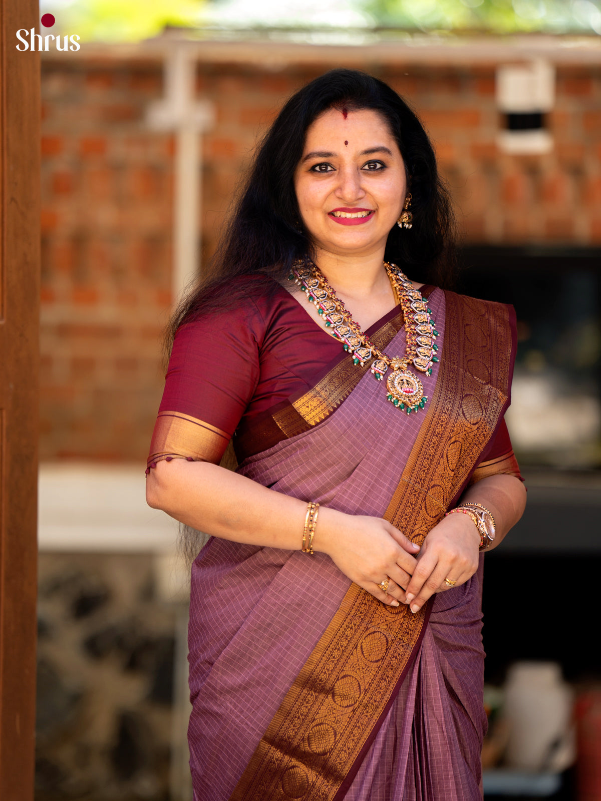 Dusty Pink & Brown - Chettinad Cotton Saree - Shop on Shrus.com