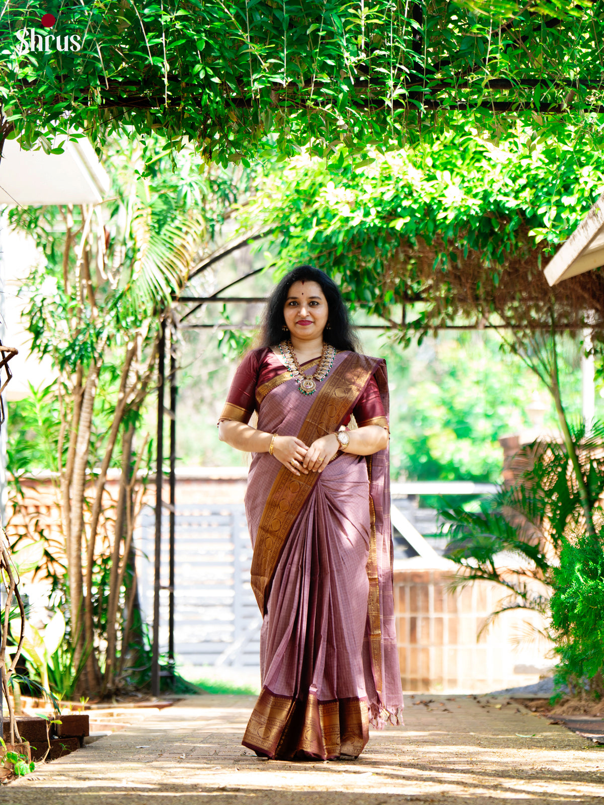 Dusty Pink & Brown - Chettinad Cotton Saree - Shop on Shrus.com