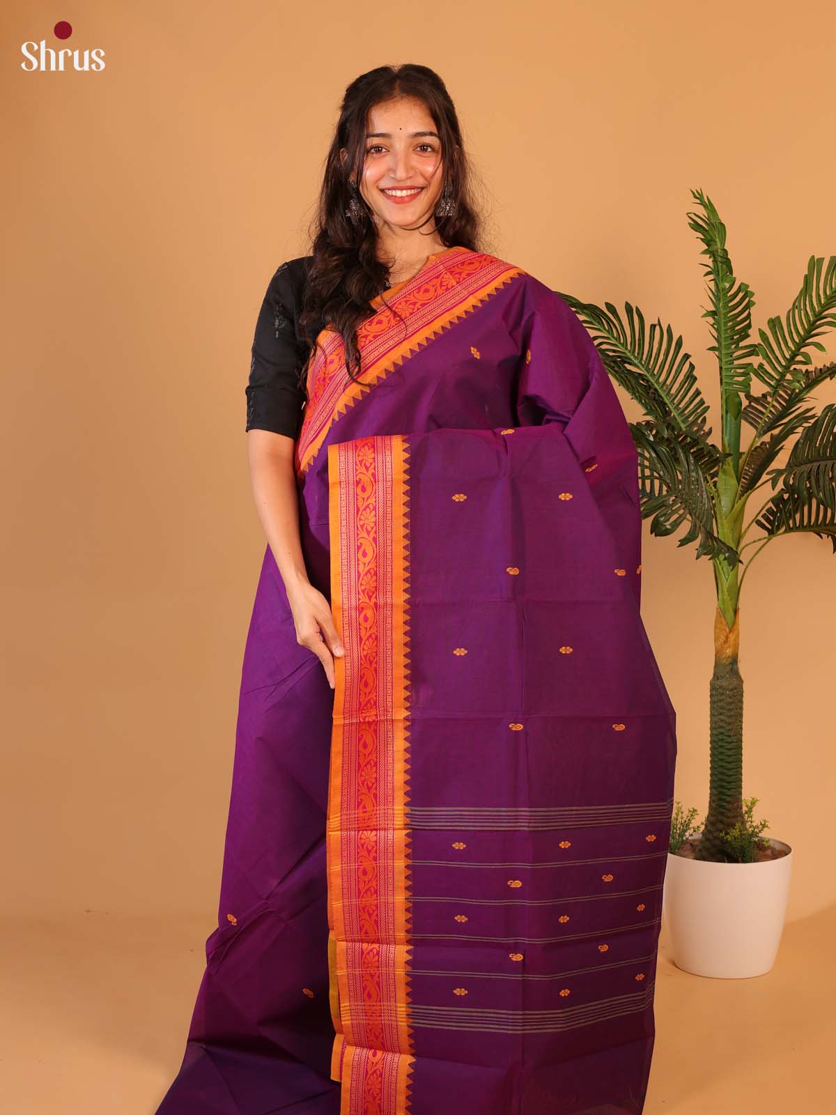 Violet & Pink - Chettinad Cotton Saree - Shop on Shrus.com