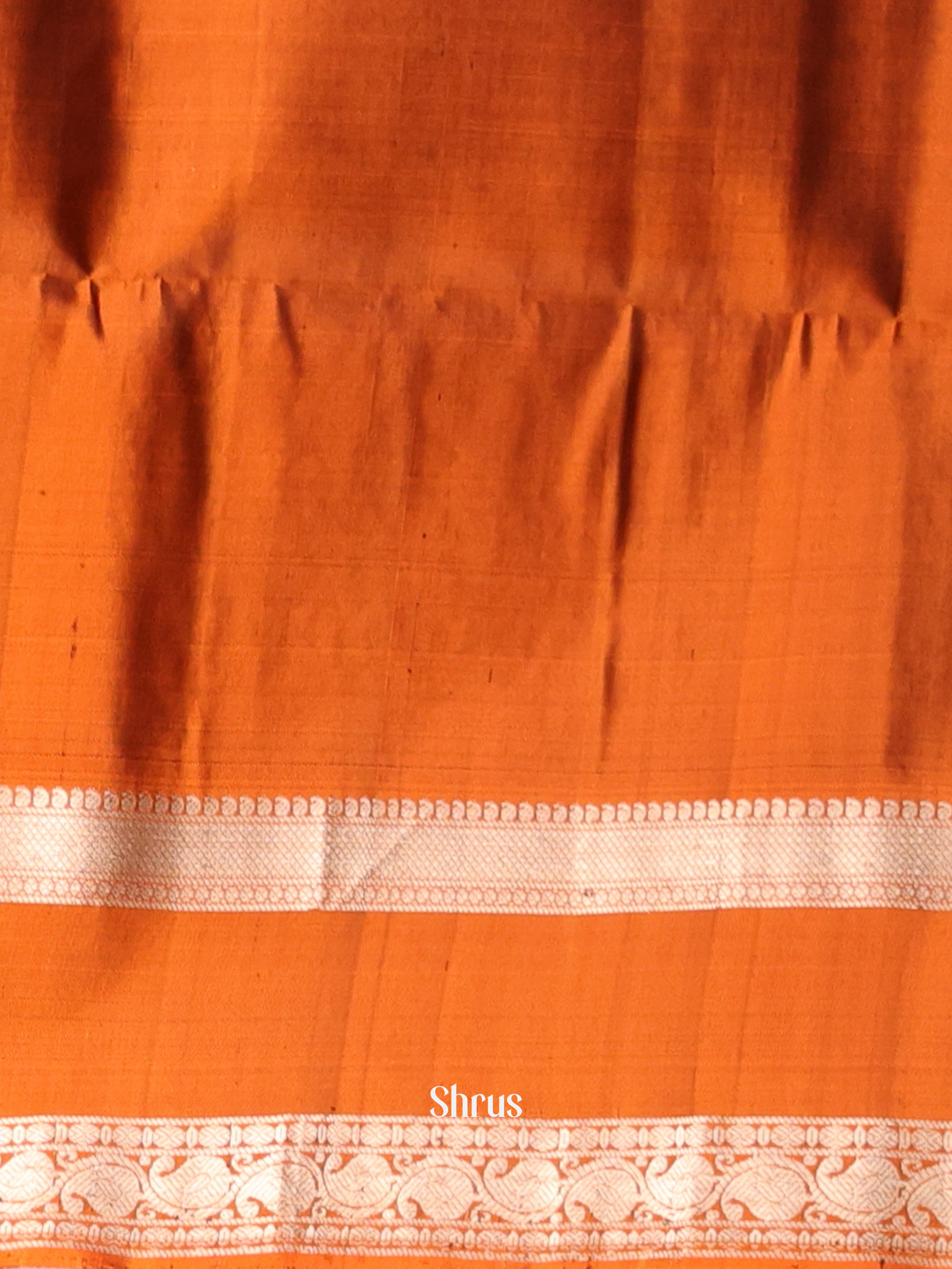 Green & brick - Soft Silk Saree - Shop on Shrus.com