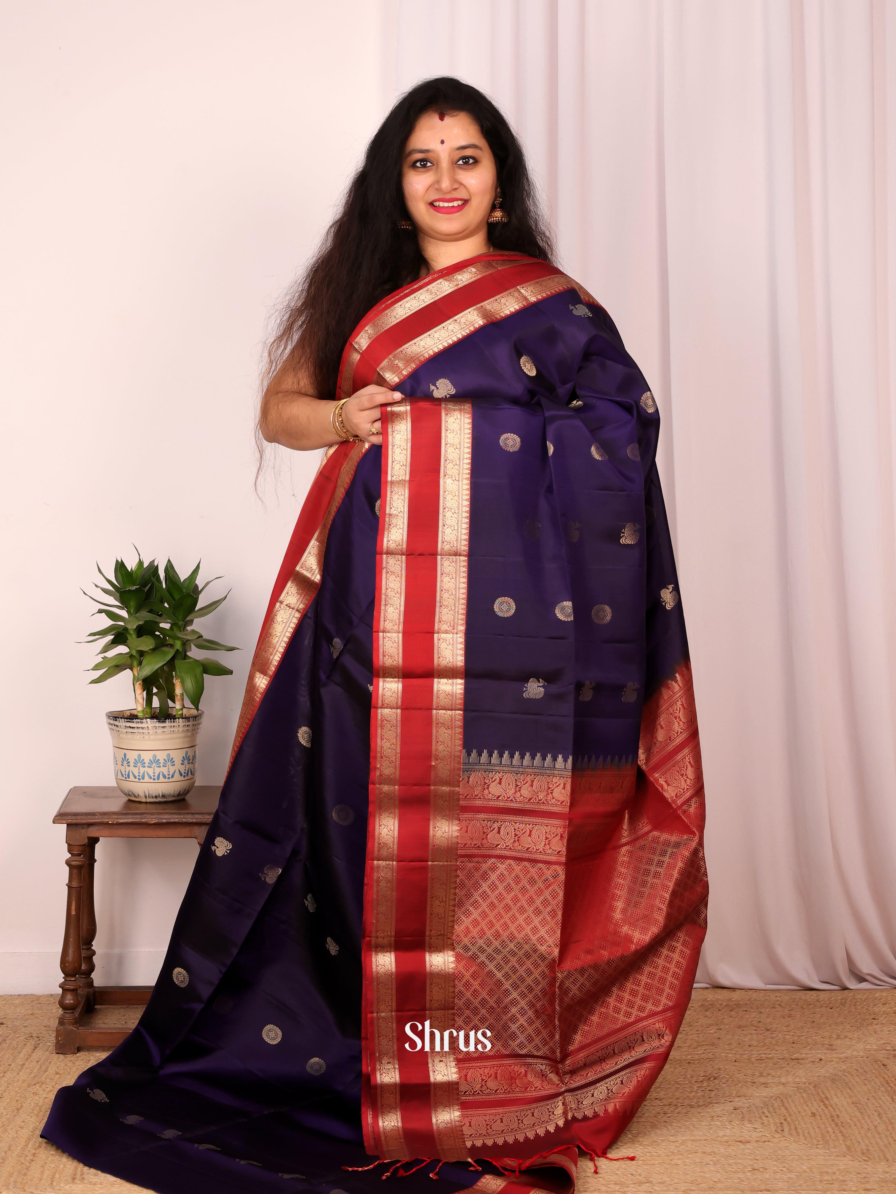 Violet & Maroon - Soft Silk Saree - Shop on Shrus.com