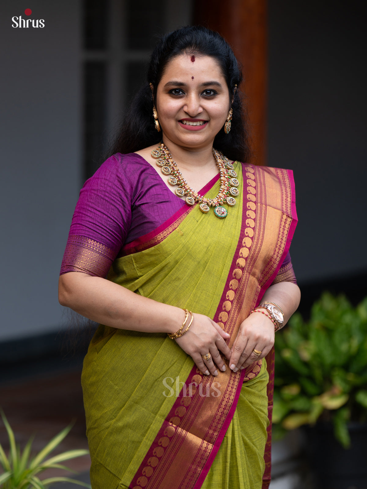 Green & Purple - Chettinad Cotton Saree - Shop on Shrus.com