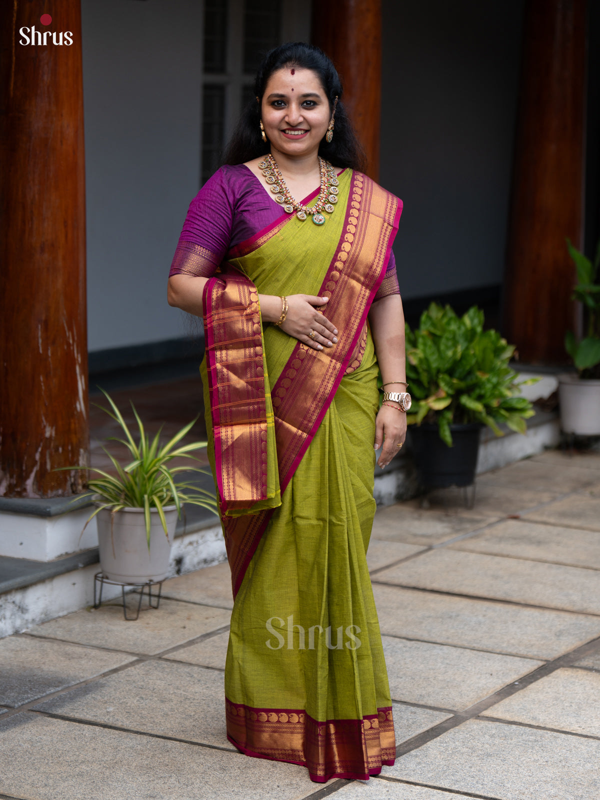 Green & Purple - Chettinad Cotton Saree - Shop on Shrus.com