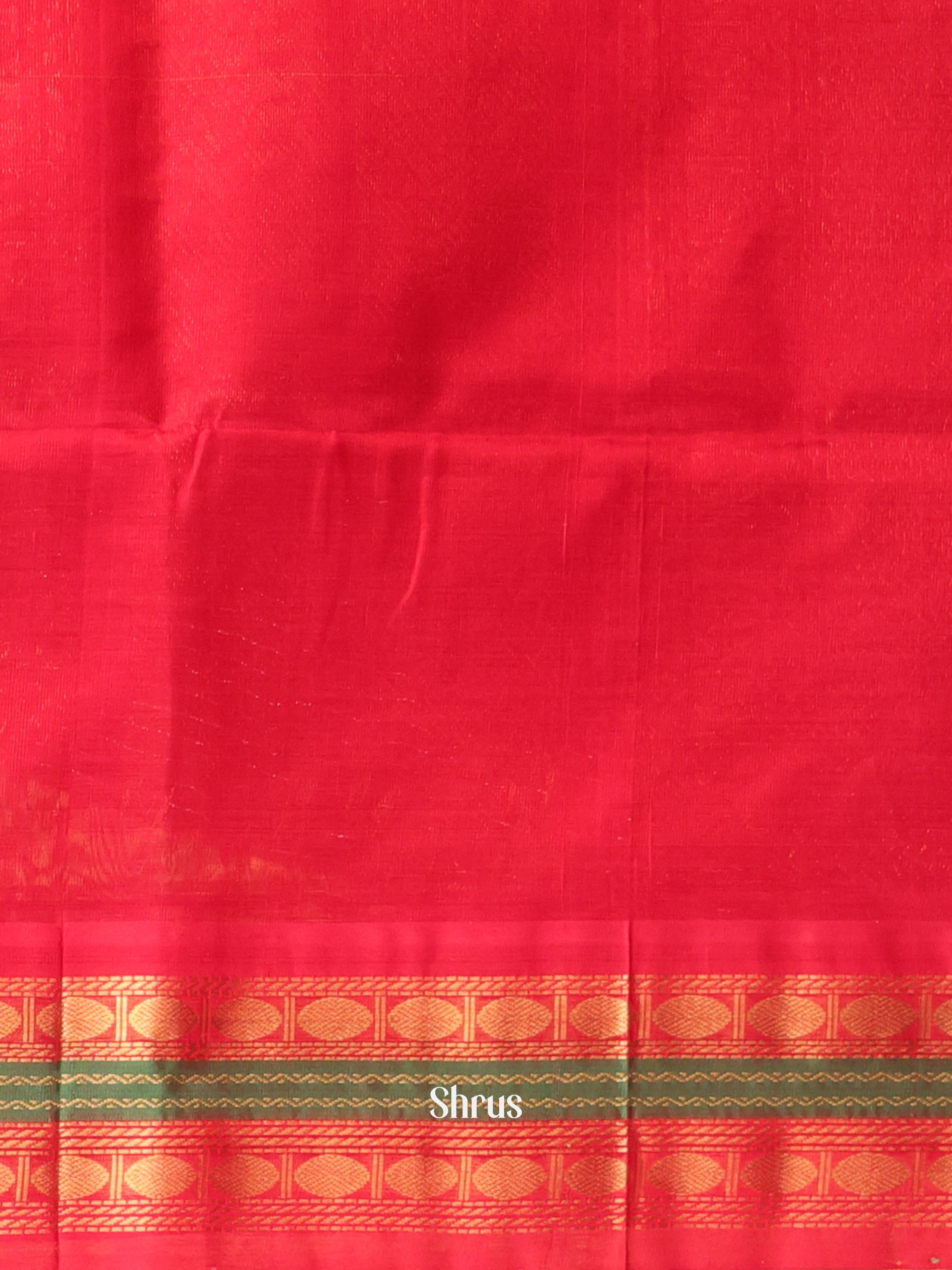 Blue & Red - Silk Cotton Saree - Shop on Shrus.com