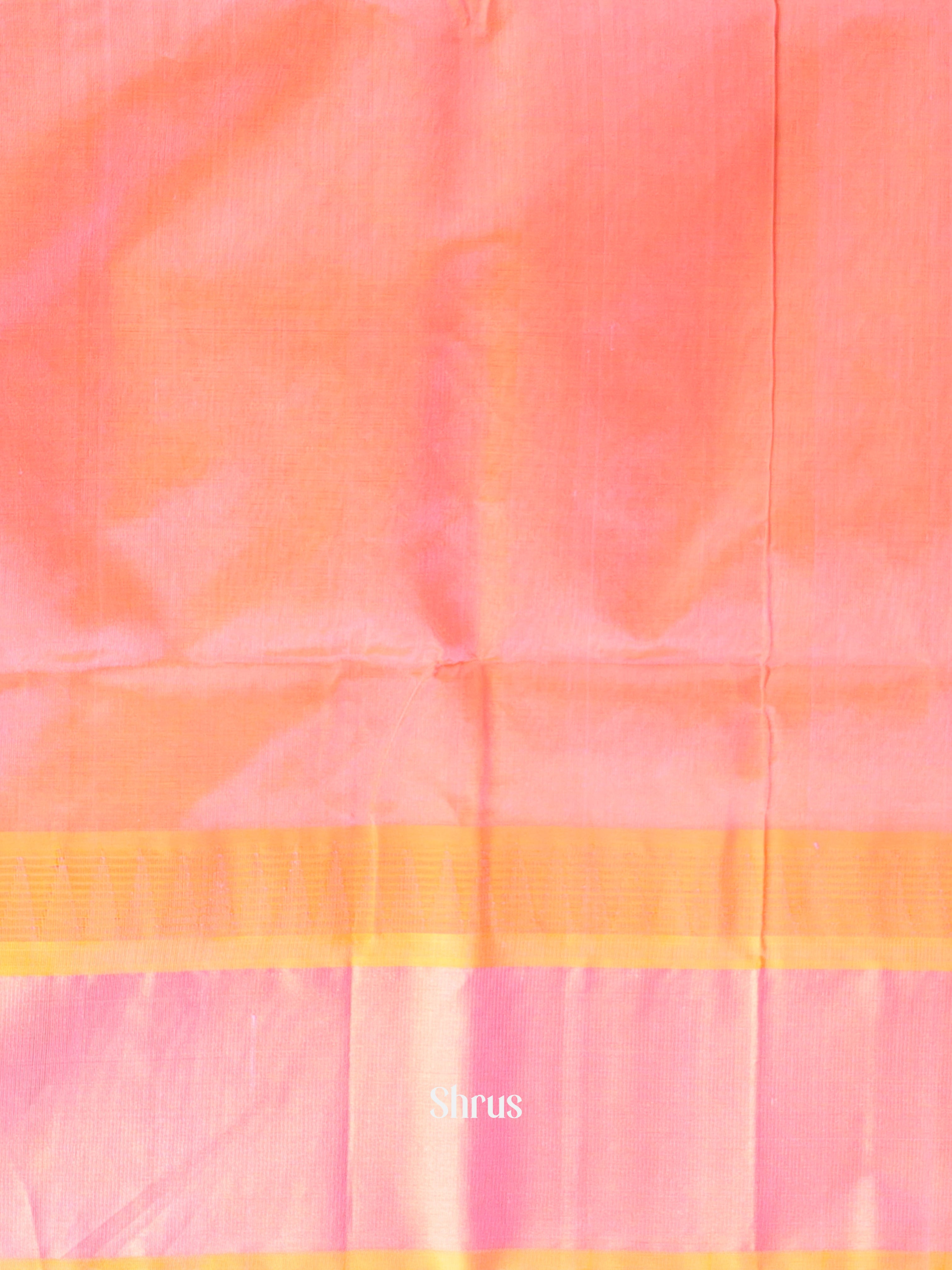 Cream & Peach- Silk Cotton Saree - Shop on Shrus.com