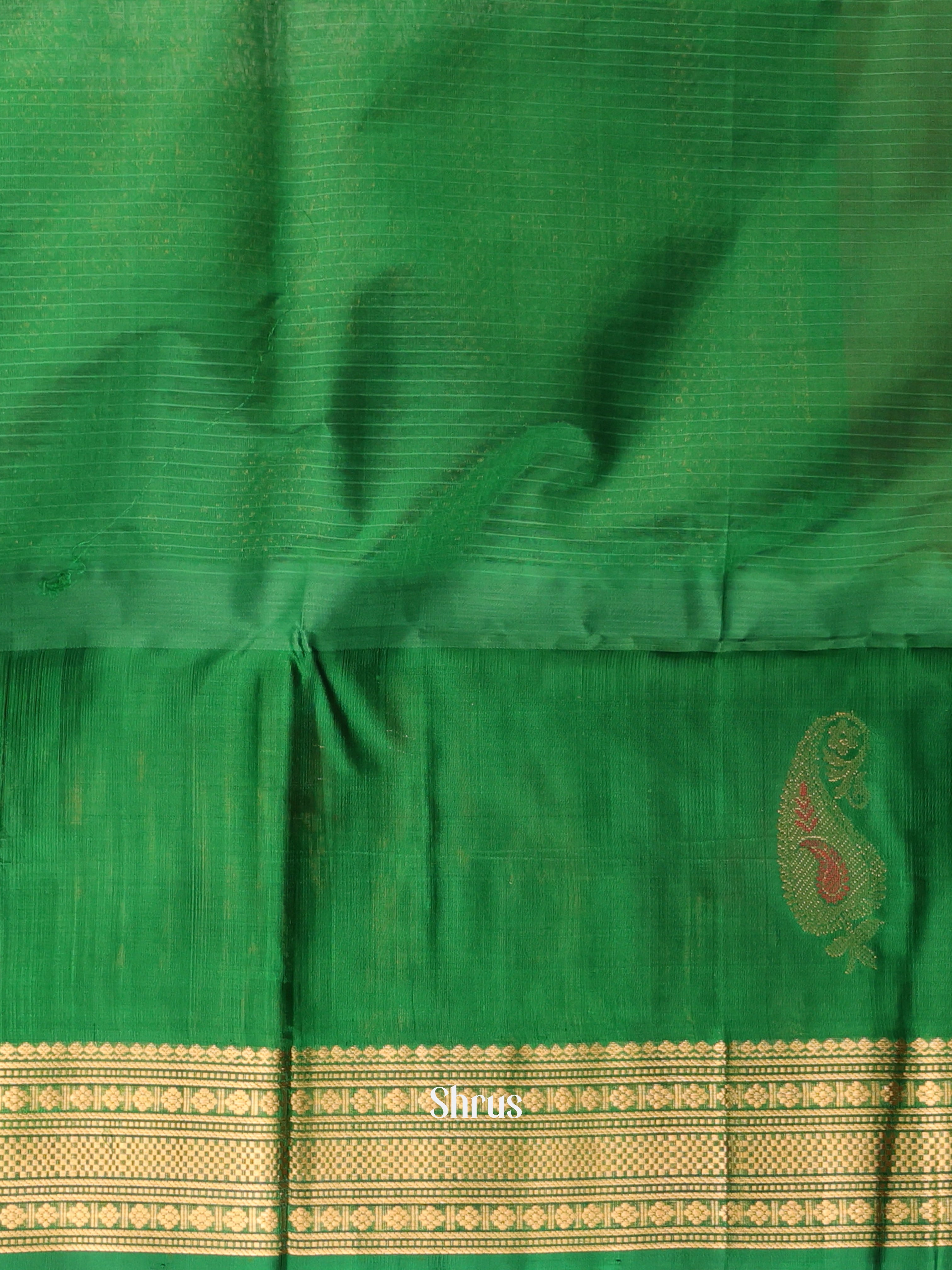Pink & Green- Silk Cotton Saree - Shop on Shrus.com