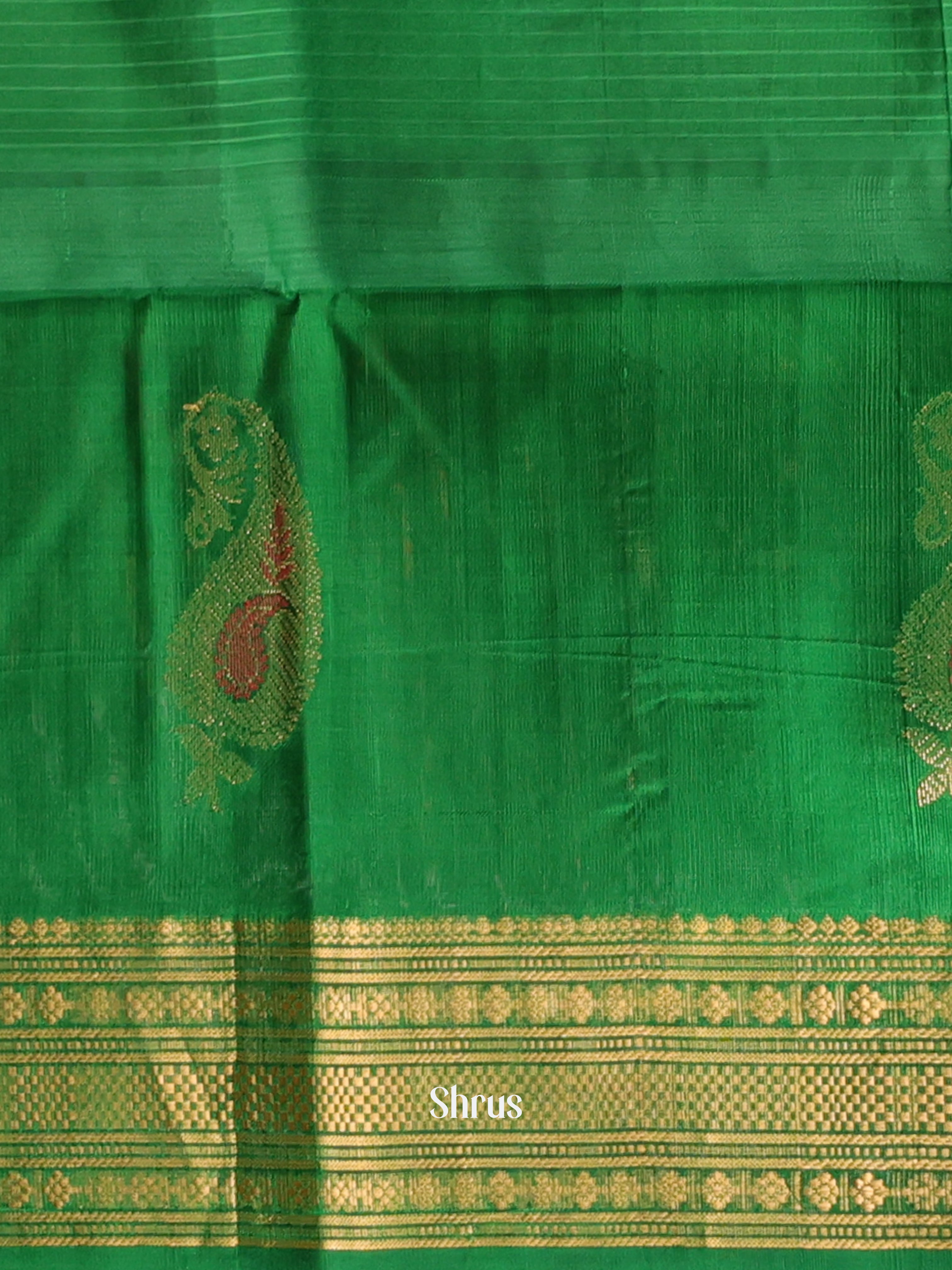 Yellow & Green - Silk Cotton Saree - Shop on Shrus.com
