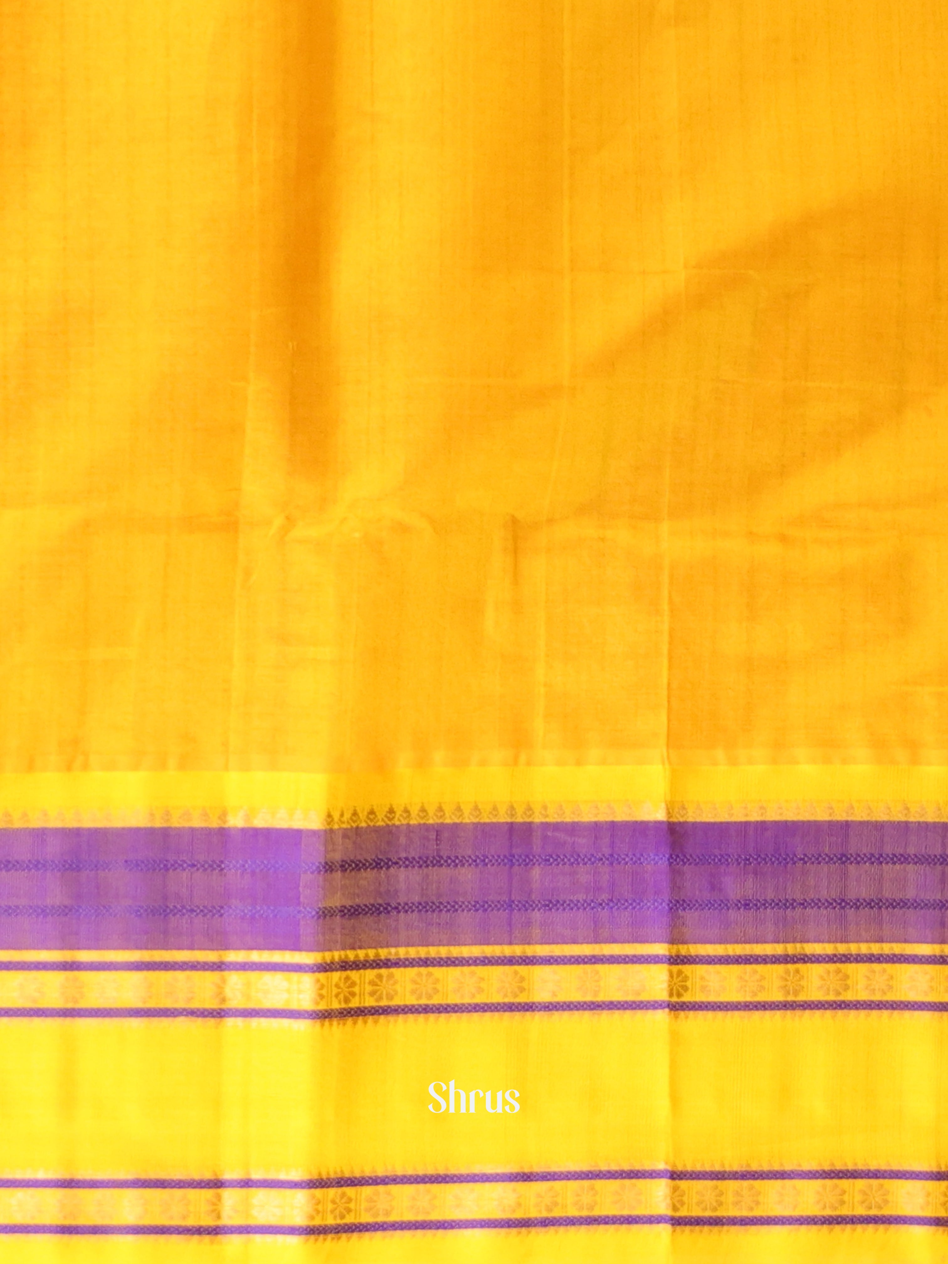 Cream & Yellow - Silk Cotton Saree - Shop on Shrus.com