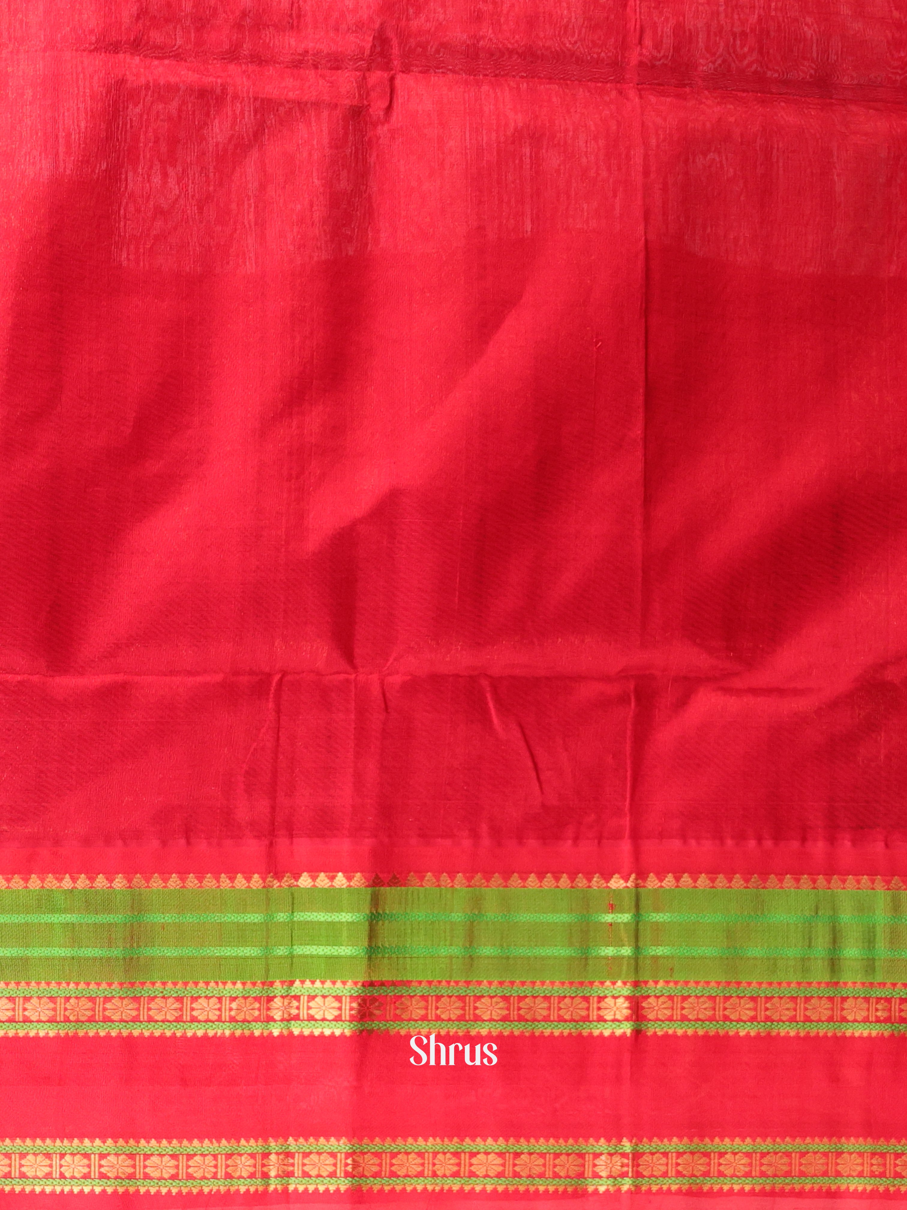 Green & Red - Silk Cotton Saree - Shop on Shrus.com