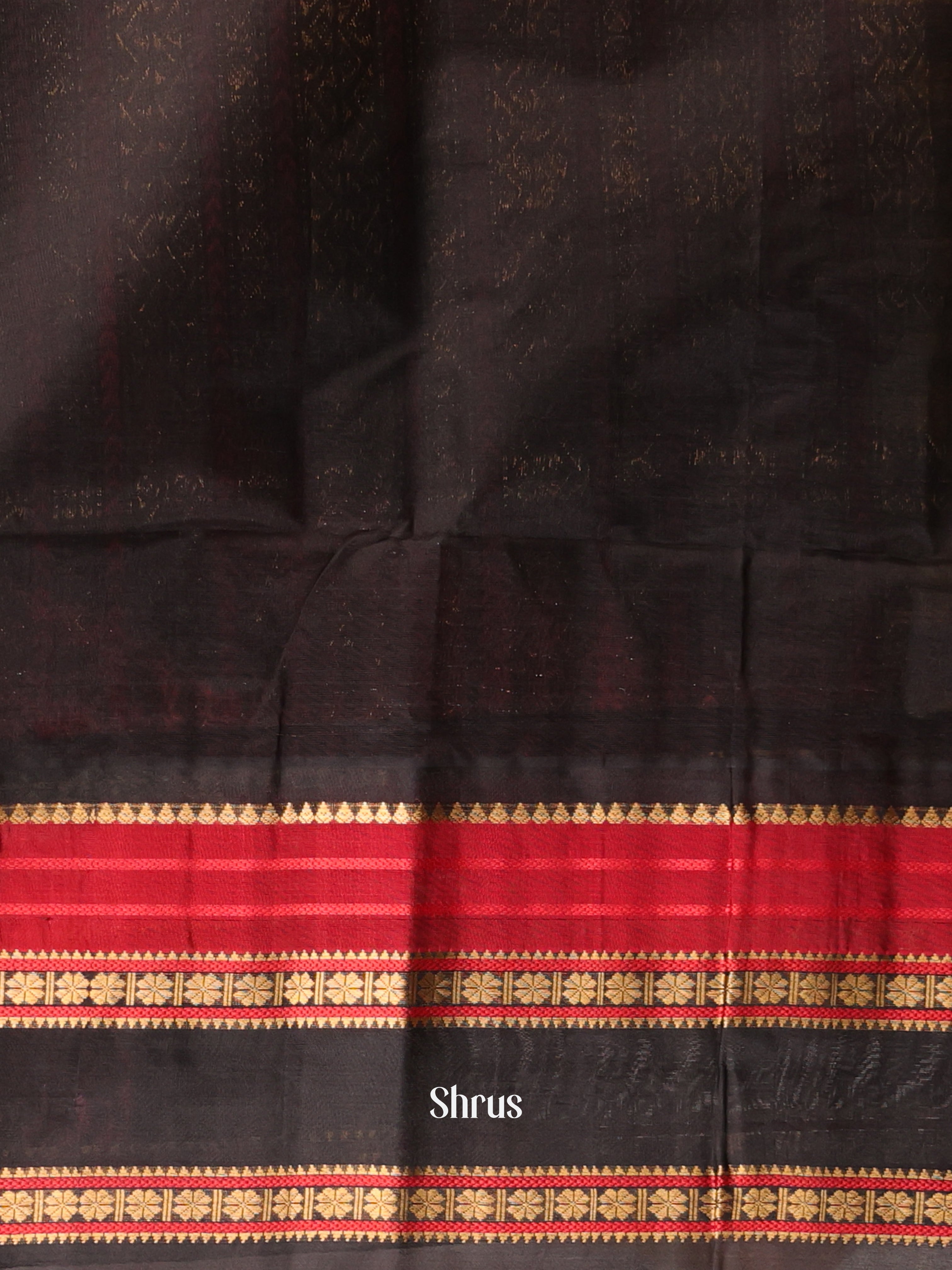 Mustard & Black - Silk Cotton Saree - Shop on Shrus.com