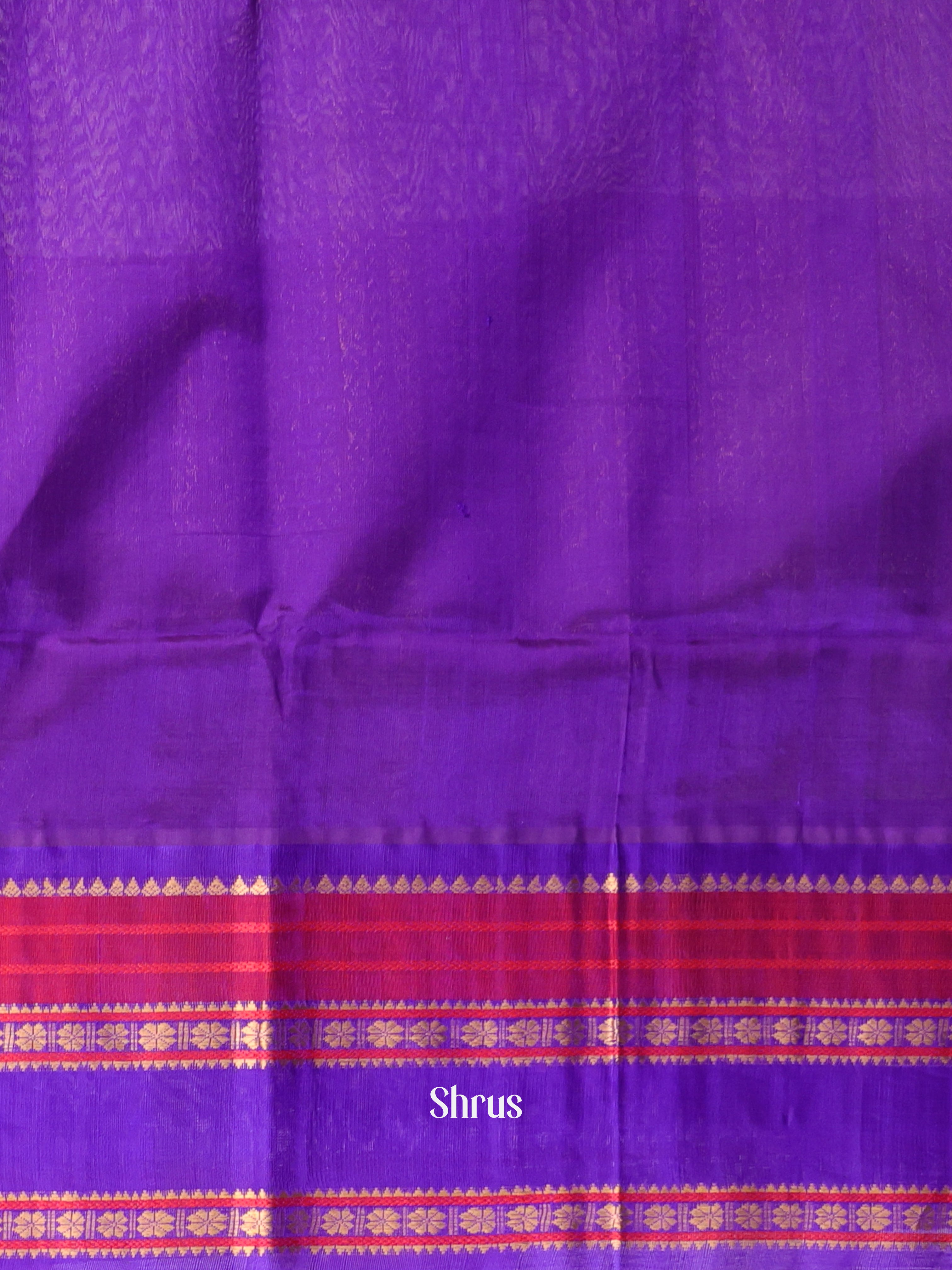 Pista Green & Violet - Silk Cotton Saree - Shop on Shrus.com