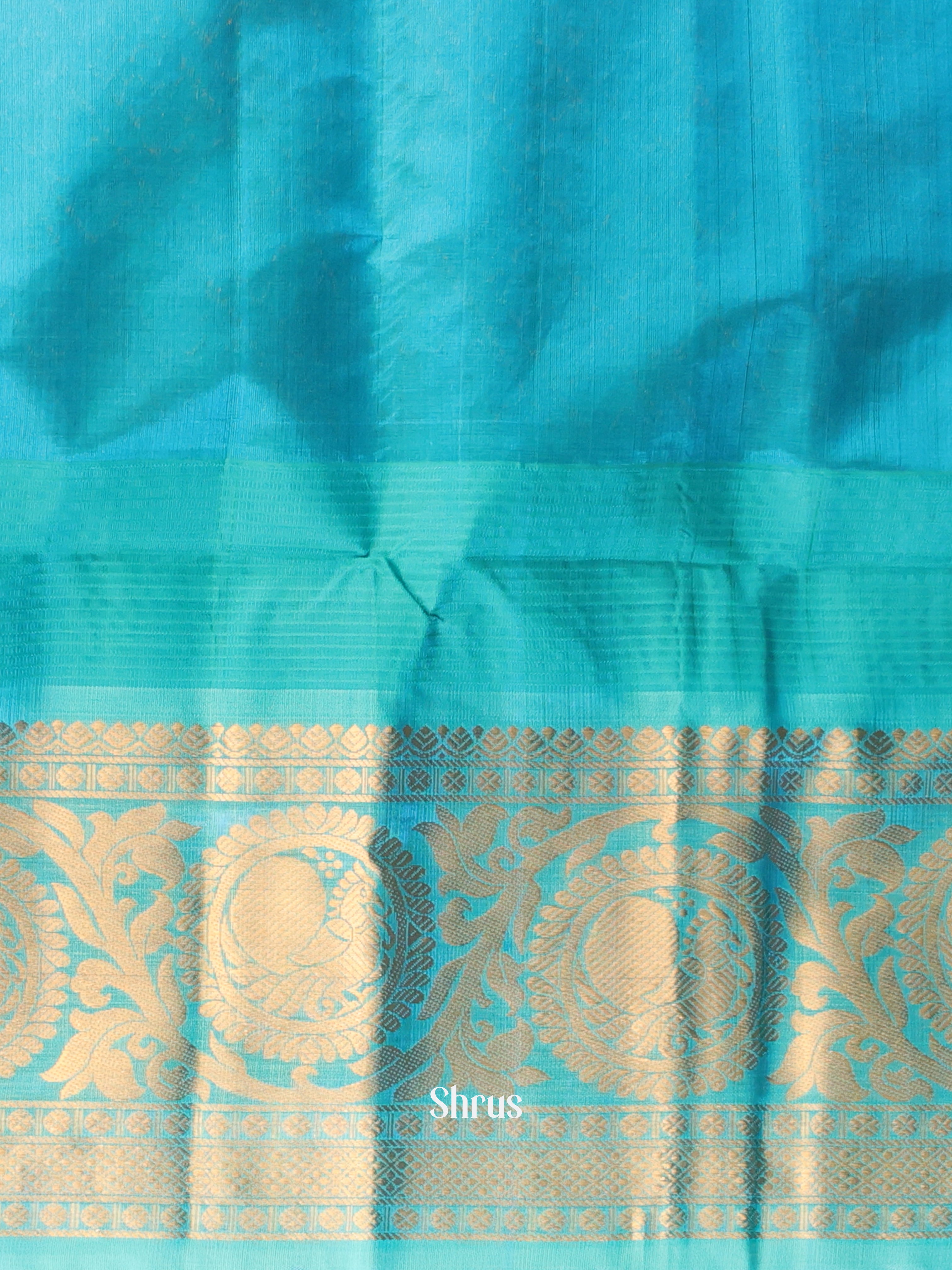 Purple & Teal - Silk Cotton Saree - Shop on Shrus.com