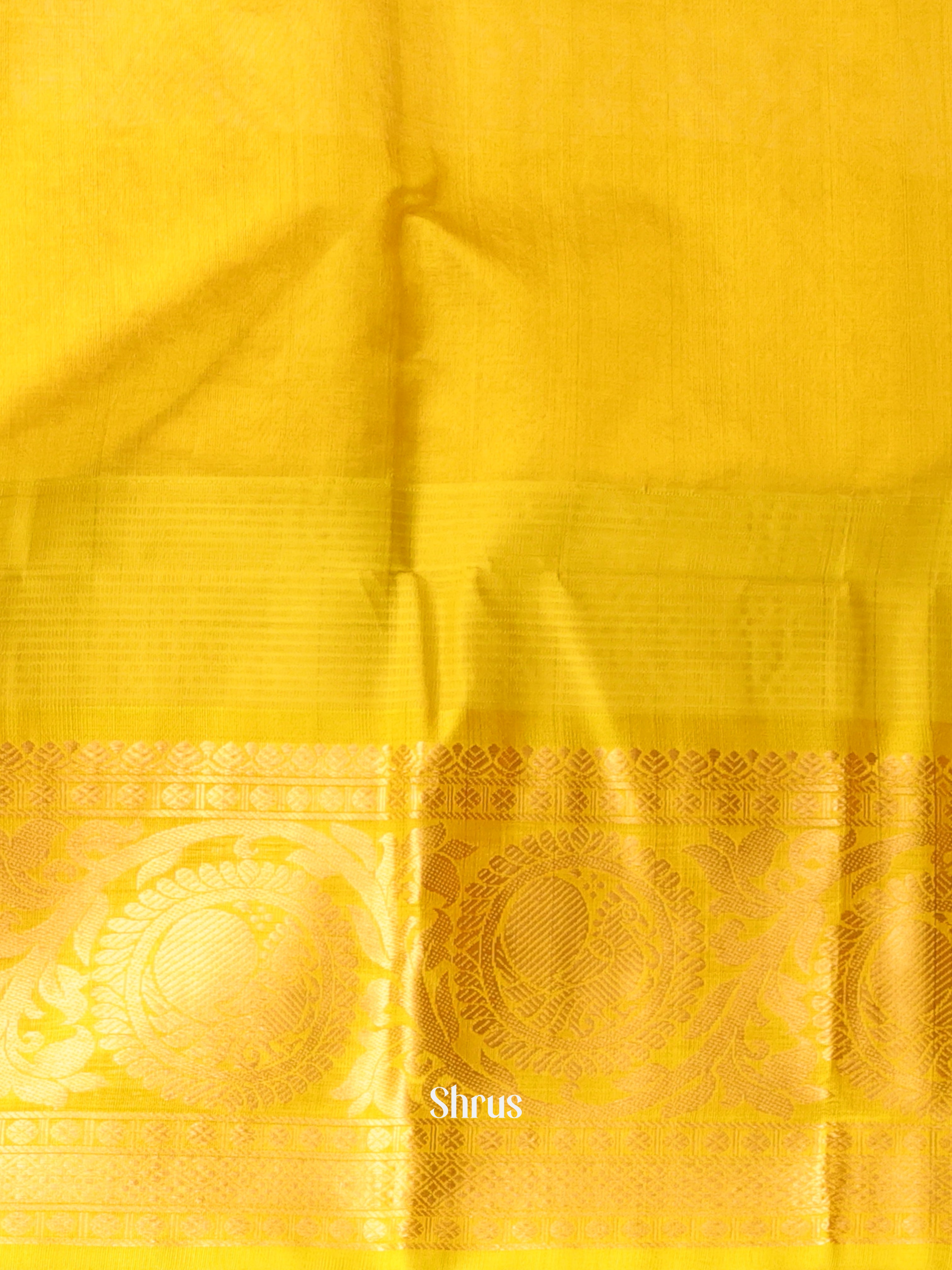 Beige & Yellow - Silk Cotton Saree - Shop on Shrus.com