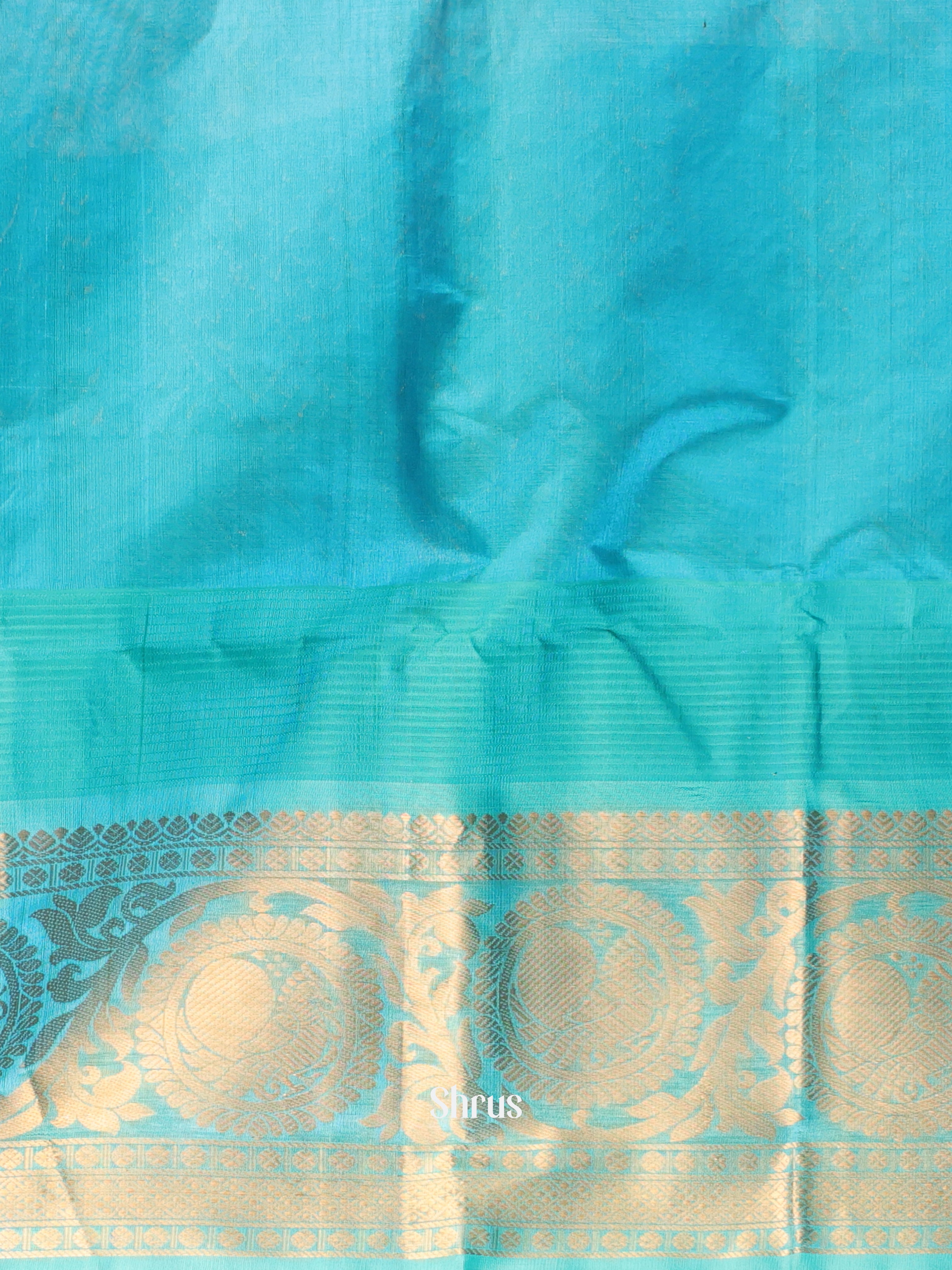 Purple & Teal - Silk Cotton Saree - Shop on Shrus.com