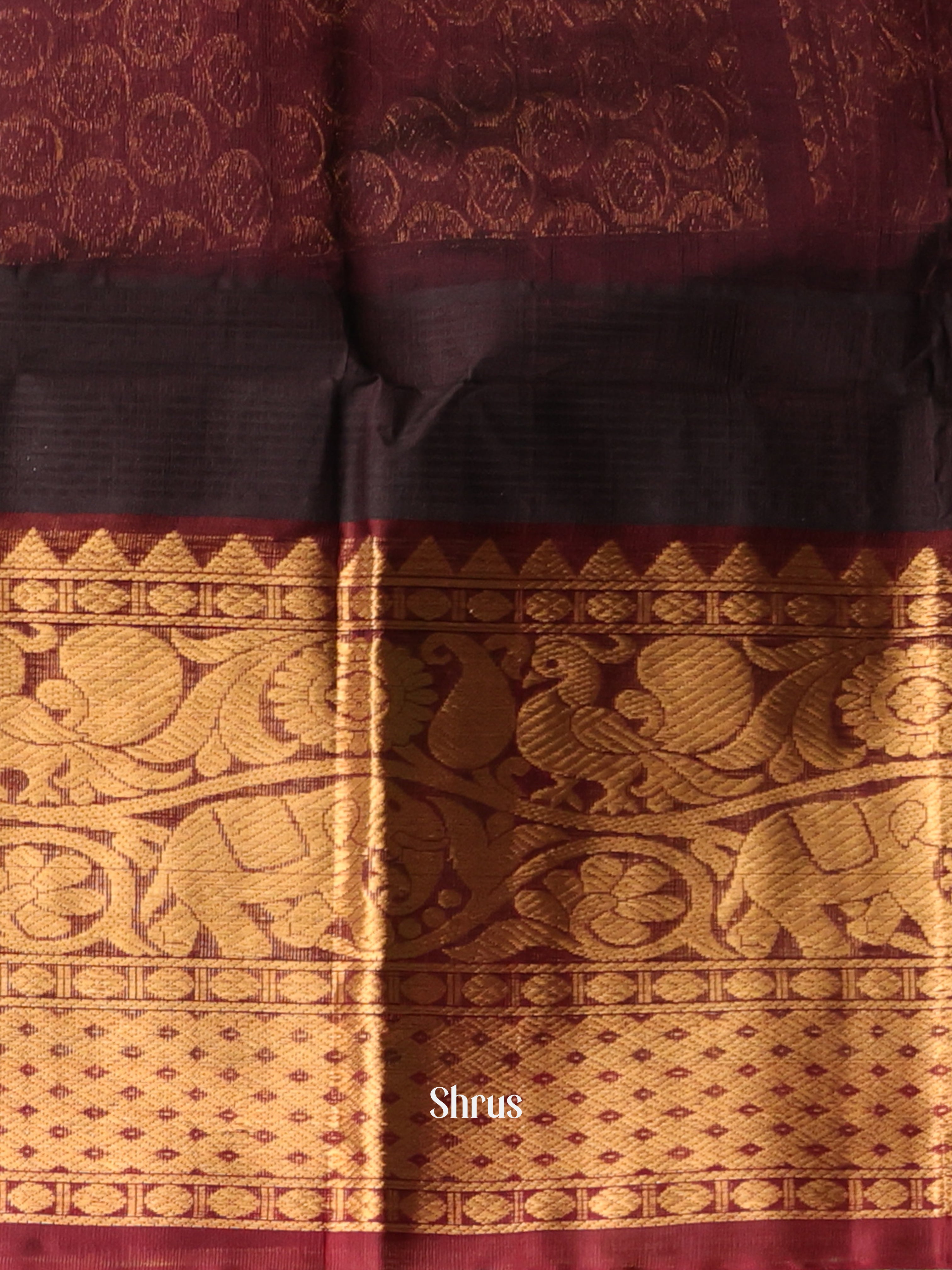 Green & Brown - Silk Cotton Saree - Shop on Shrus.com