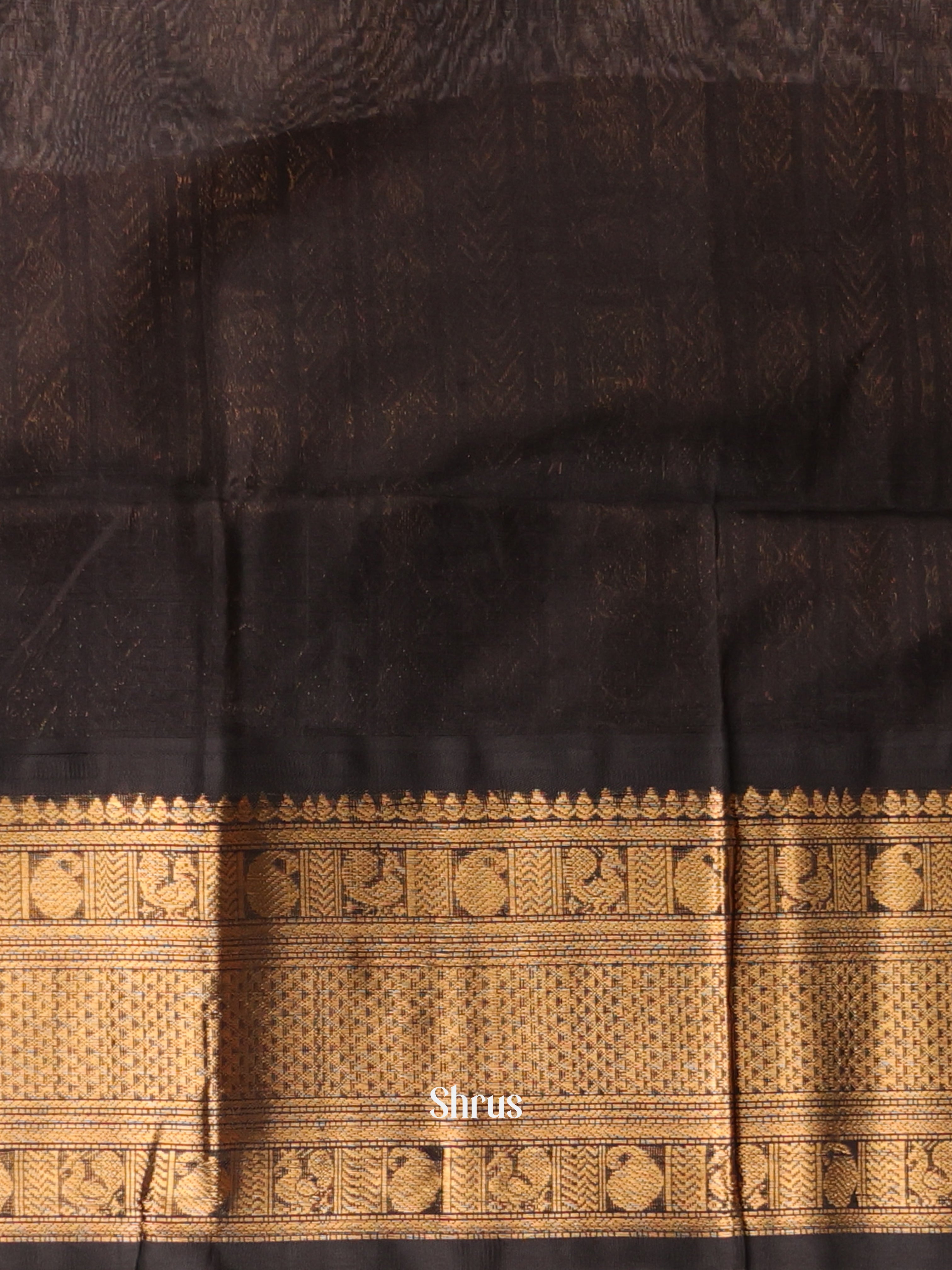 Peach & Black - Silk Cotton Saree - Shop on Shrus.com
