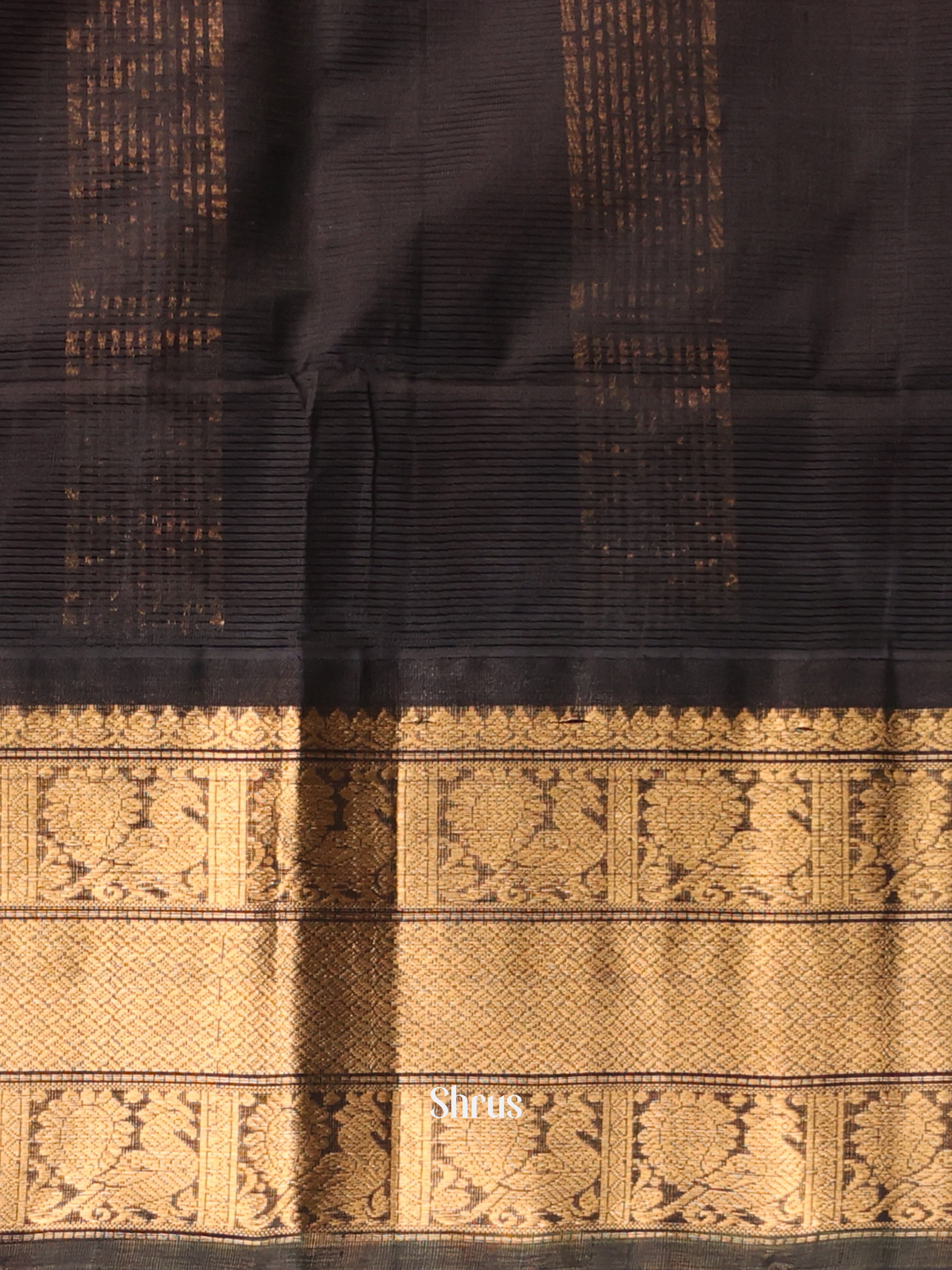 Lite Blue & Black - Silk Cotton Saree - Shop on Shrus.com