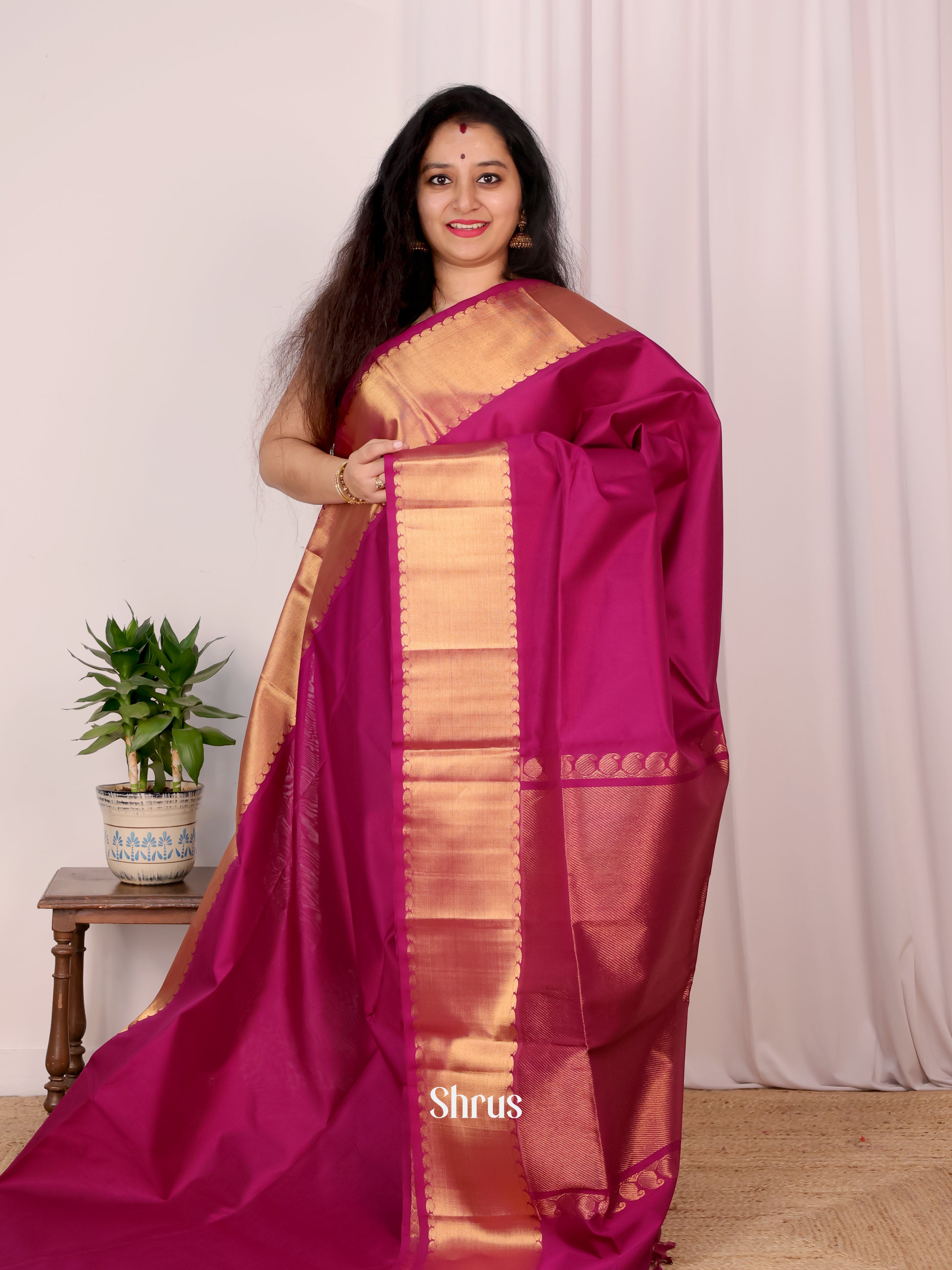 Purple(Single Tone) - Silk Cotton Saree - Shop on Shrus.com