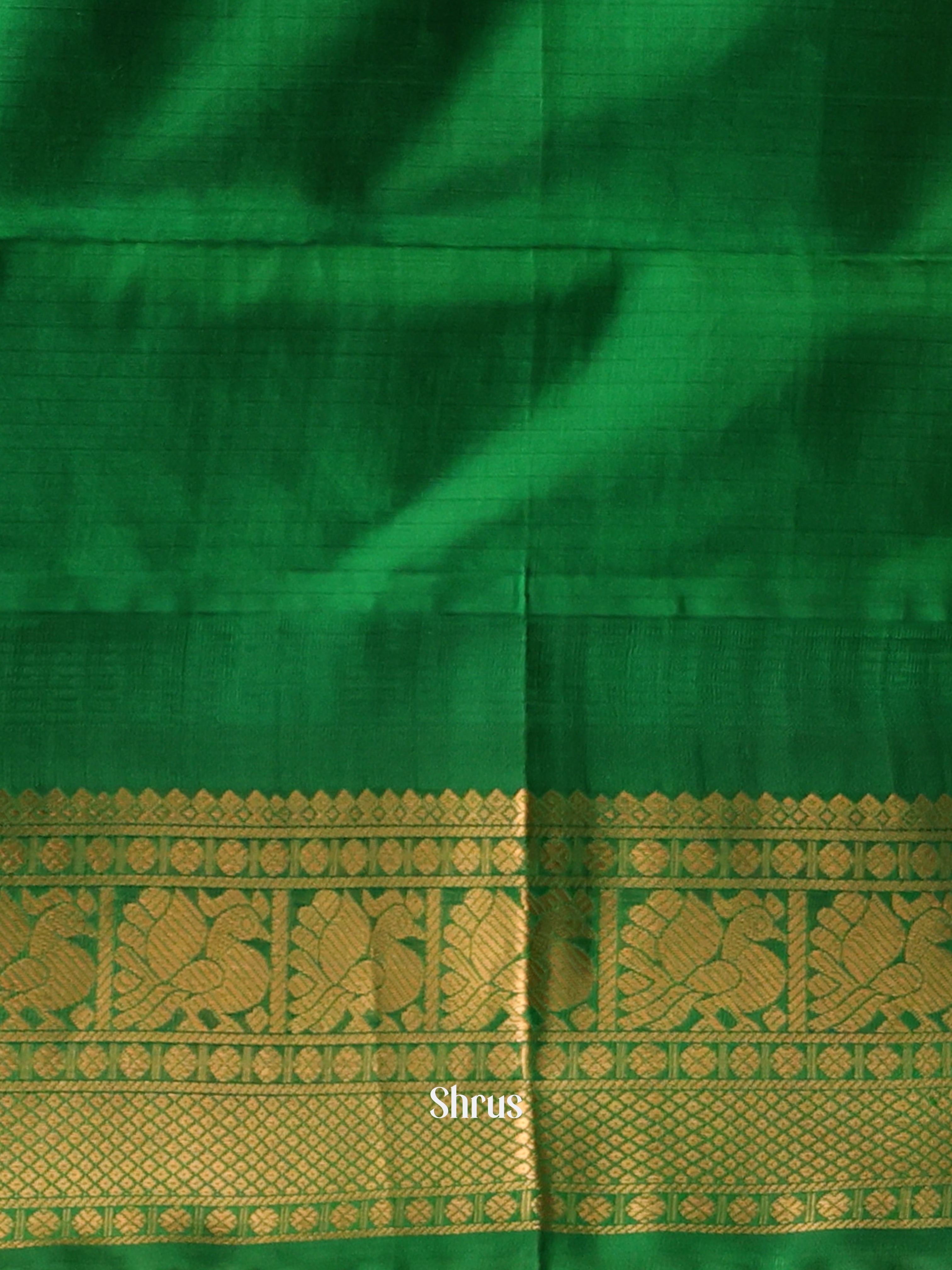 Leaf Green & Green- Soft Silk Saree - Shop on Shrus.com