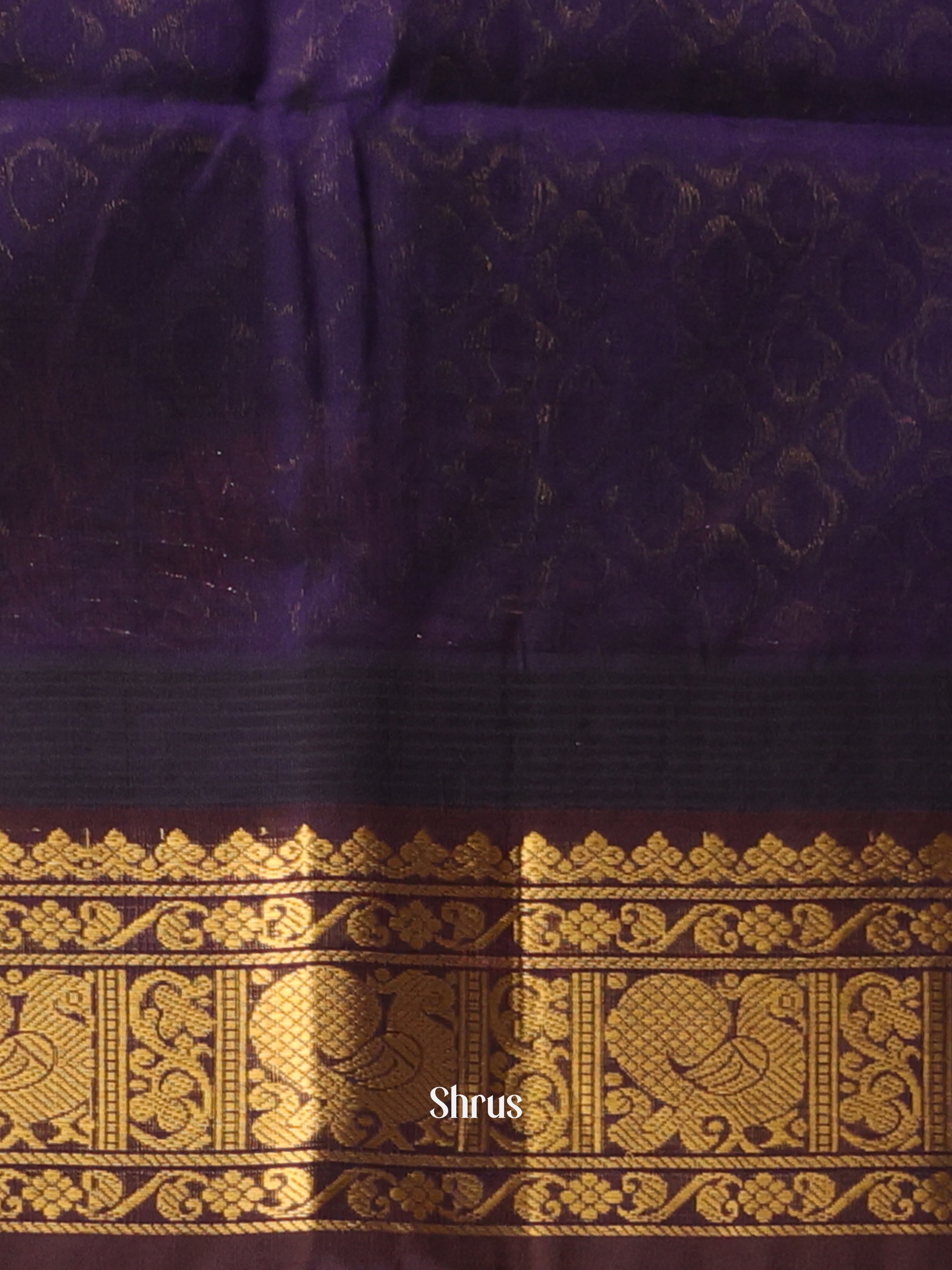 Green & Violet - Silk Cotton Saree - Shop on Shrus.com
