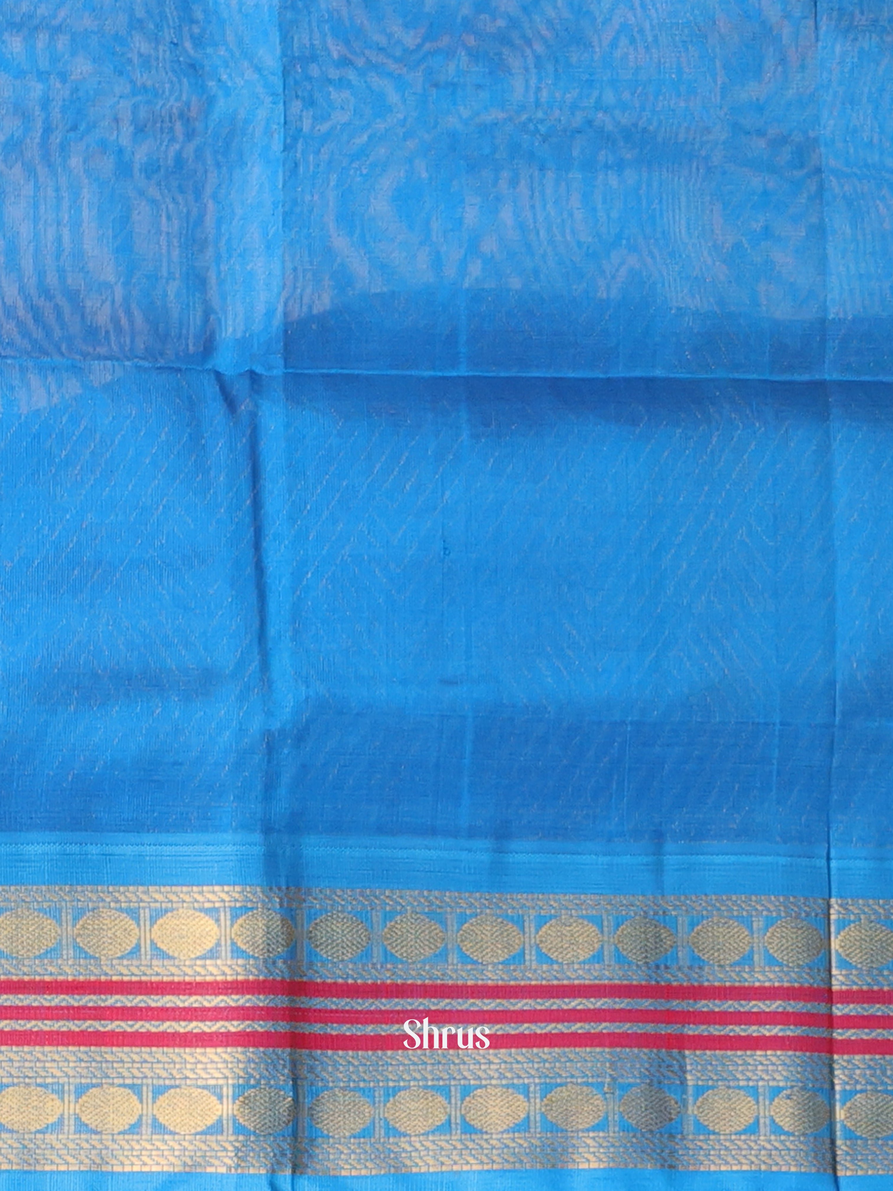 Yellow & Blue - Silk Cotton Saree - Shop on Shrus.com