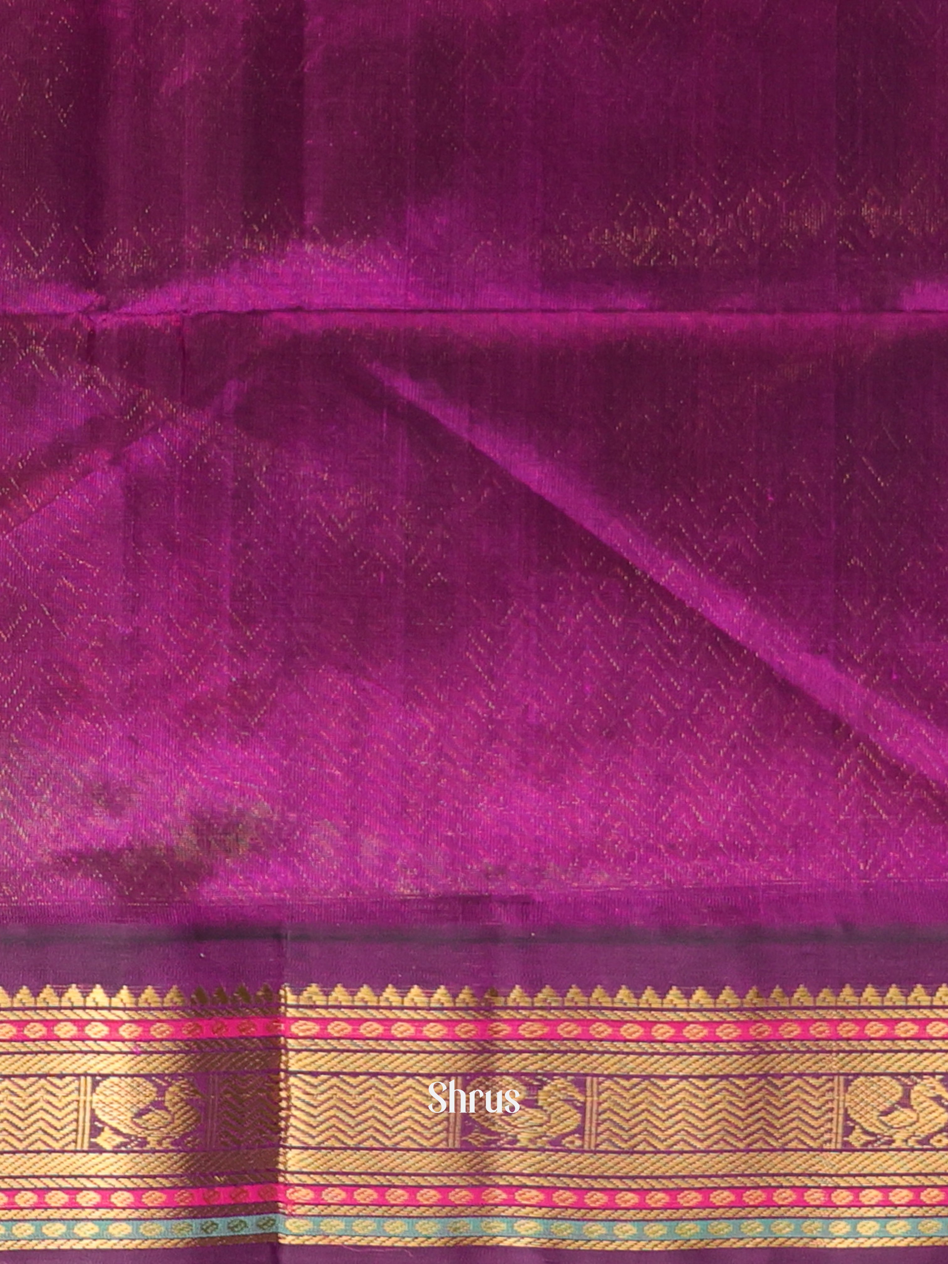 Blue & Purple - Silk Cotton Saree - Shop on Shrus.com
