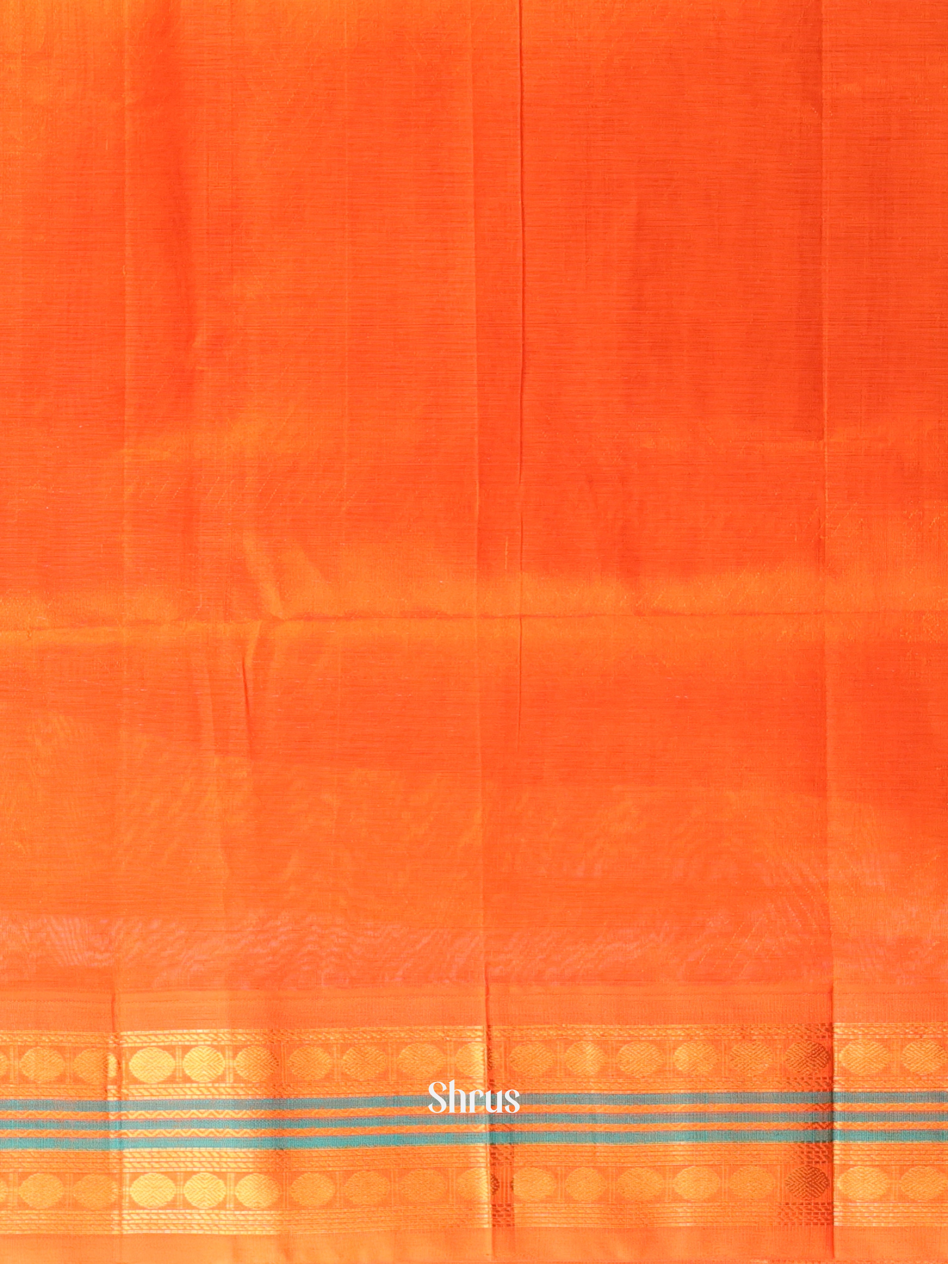 Grey & Orange - Silk Cotton Saree - Shop on Shrus.com